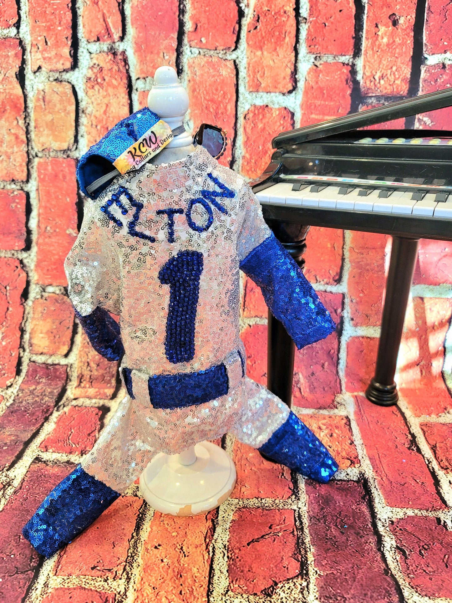 - Elton John Dodger sequin pet costume, Elton John Dodger dog costume, Elton cat costume