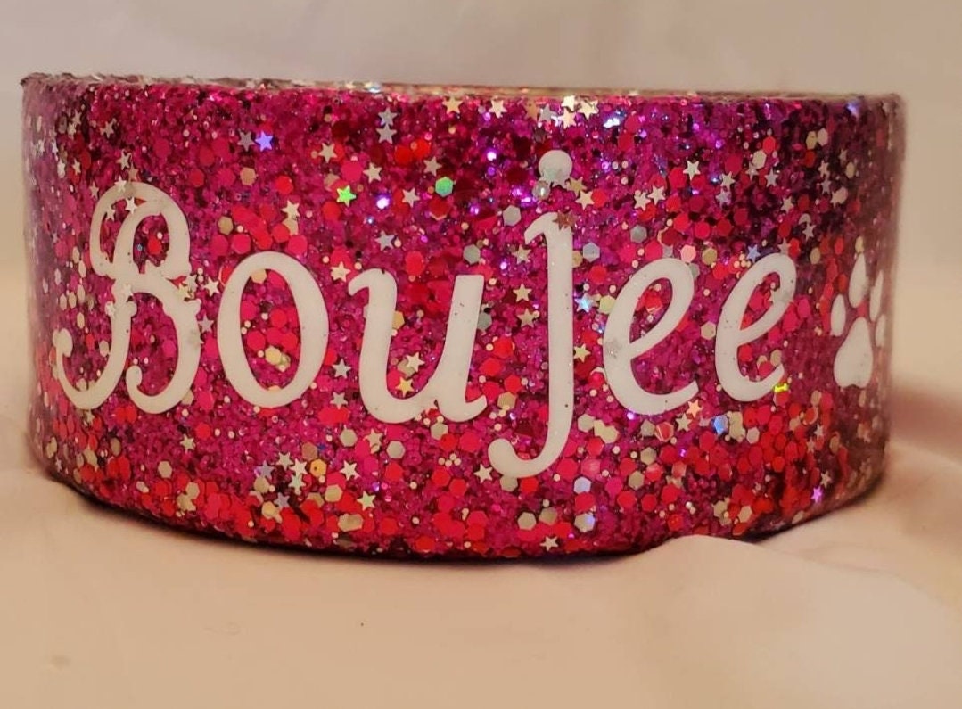 Glitter personalize pet bowl, glitter epoxy resin pet bowl, glitter dog bowl, glitter cat bowl, glitter pet bowl, personalize water bowl