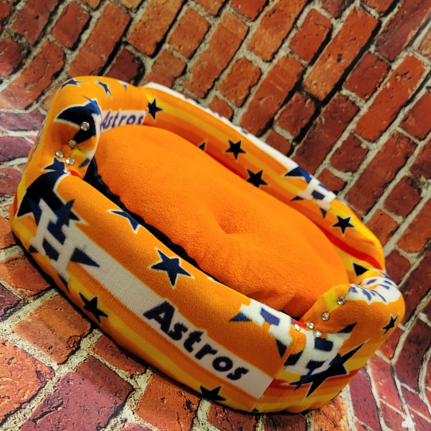 Houston Astros Sports round pet bed, Houston Astros dog bed, Astros Pet luxury bed, Houston Astros cat bed, luxury pet sports bed, dog beds