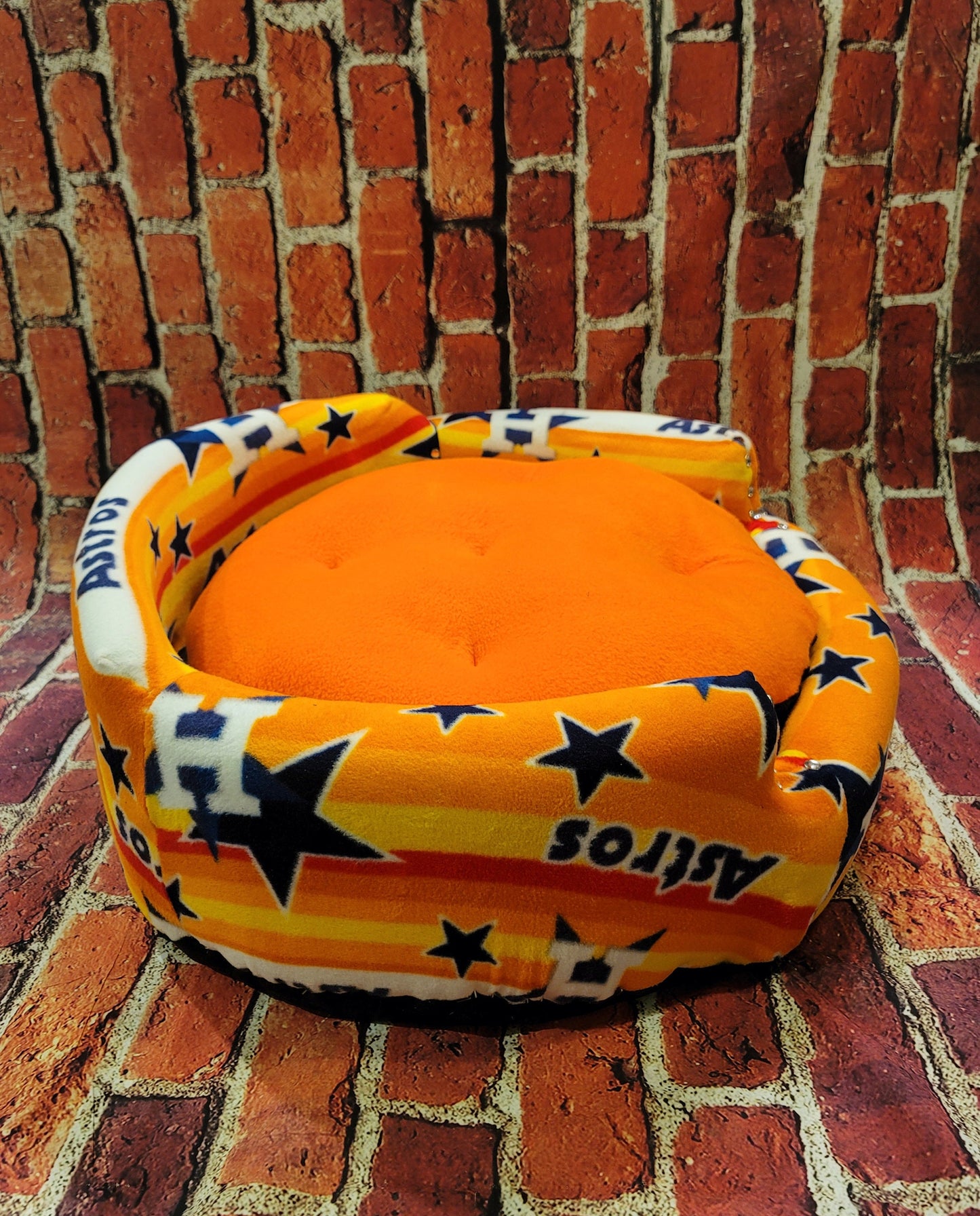 Houston Astros Sports round pet bed, Houston Astros dog bed, Astros Pet luxury bed, Houston Astros cat bed, luxury pet sports bed, dog beds