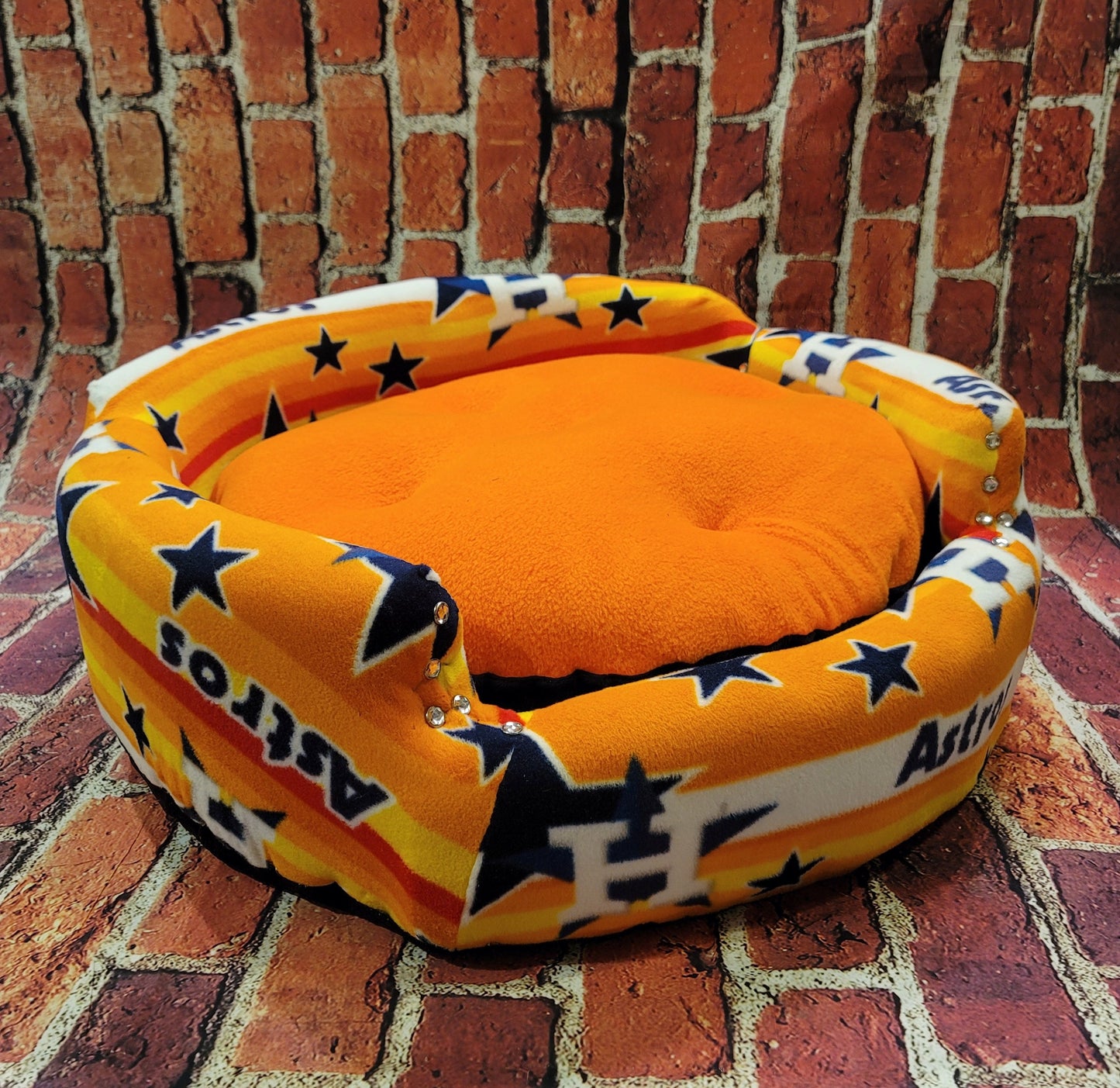 Houston Astros Sports round pet bed, Houston Astros dog bed, Astros Pet luxury bed, Houston Astros cat bed, luxury pet sports bed, dog beds