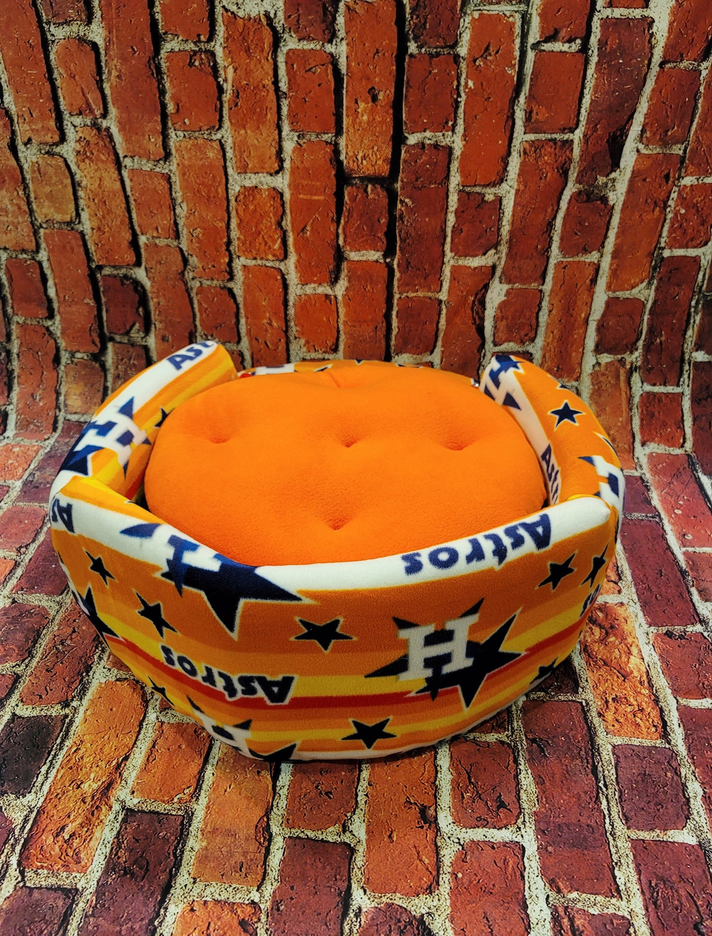 Houston Astros Sports round pet bed, Houston Astros dog bed, Astros Pet luxury bed, Houston Astros cat bed, luxury pet sports bed, dog beds