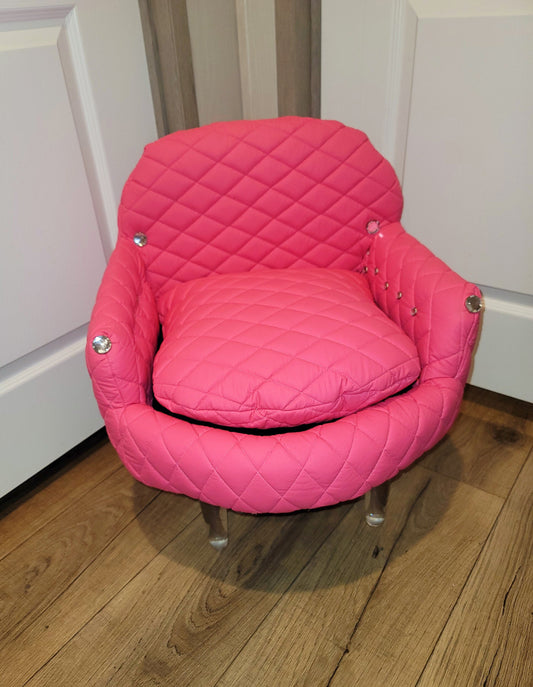 Leather contemporary pet chair, Quilted leather pet bed, leather dog chair, luxury leather pet chair, tall pet bed, leather dog beds