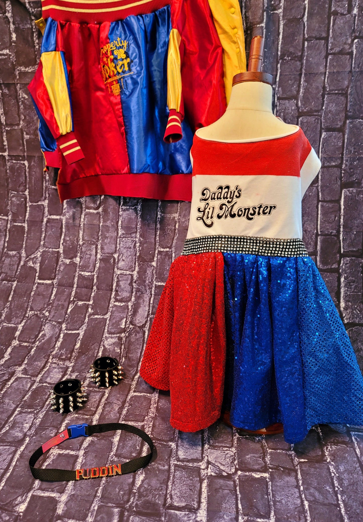 - Harley Quinn pet costume, Harley Quinn sequin dog costume, Harley Quinn Cat costume