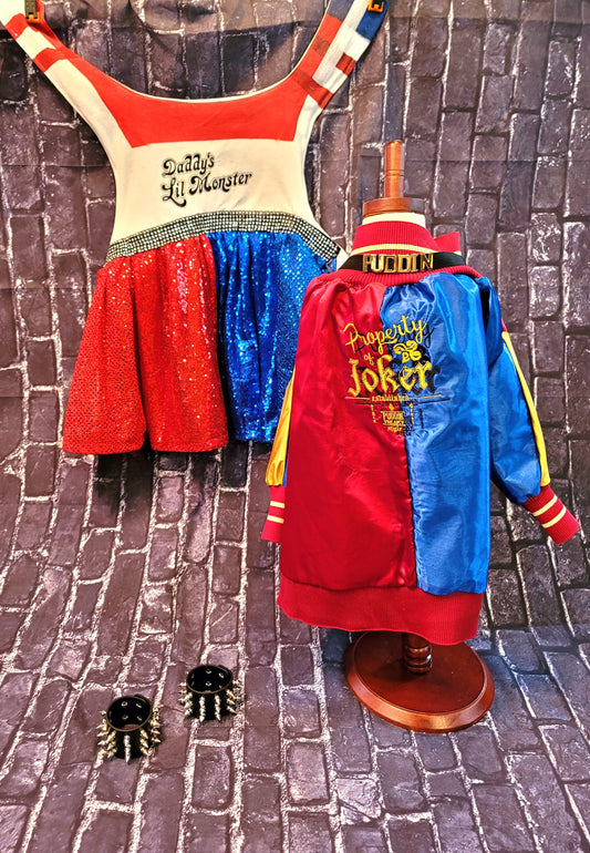 - Harley Quinn pet costume, Harley Quinn sequin dog costume, Harley Quinn Cat costume