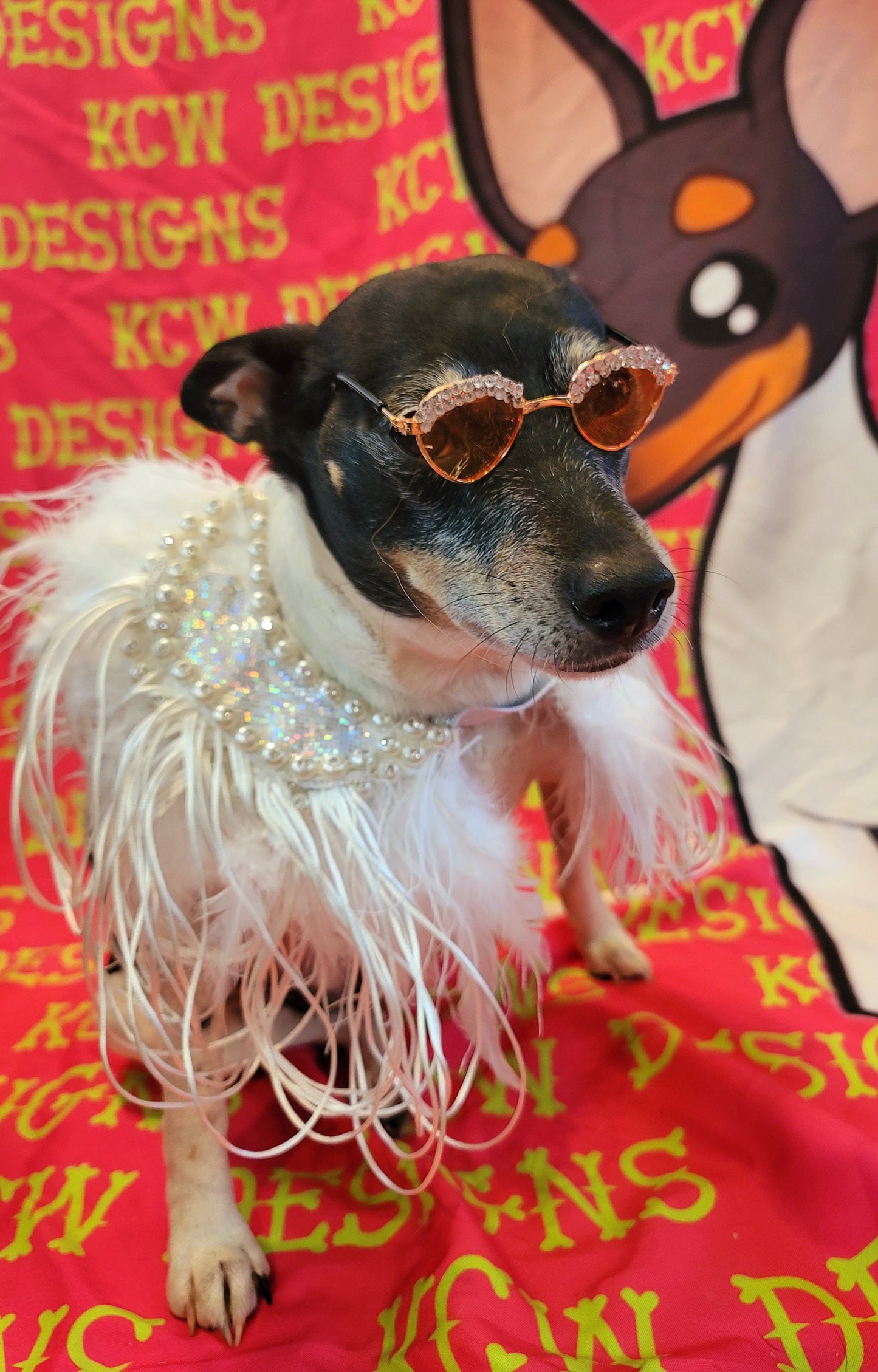 - Pet Elton John replica white feather Pet Costume,  Elton John white feather dog costume, iconic white feather Elton John Pet Costume, Elton cat