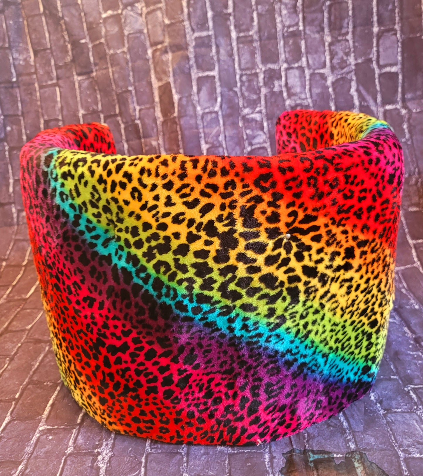 Rainbow Leopard Round Luxury high back kid, cat, pet chair bed, pet furniture, parson Pet Chair, dog furniture, cat furniture