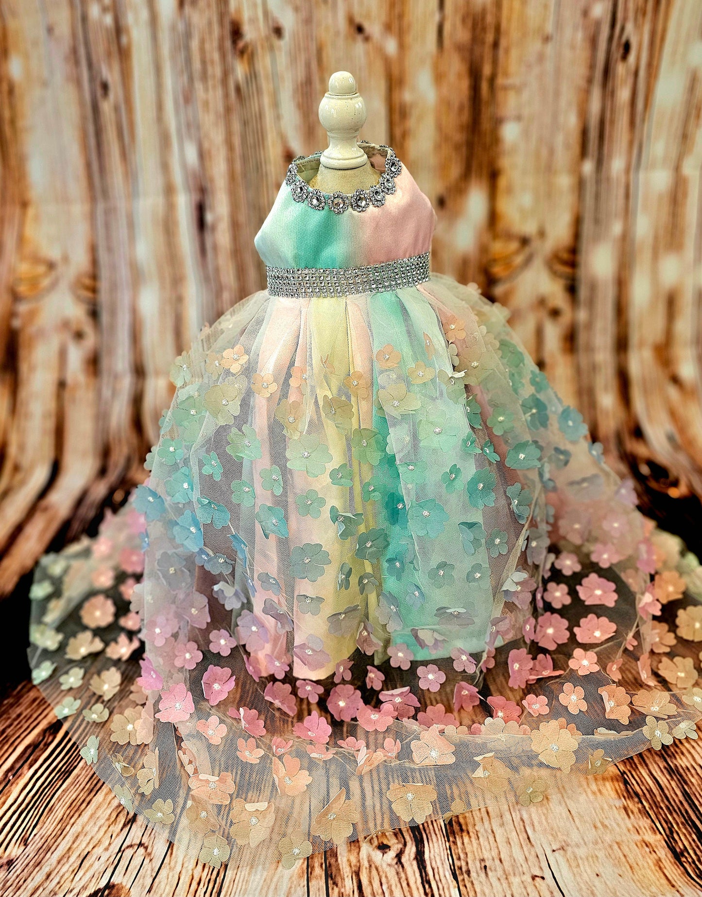 Flower pet dress, flower dog dress, flower cat dress, pastel pet dress, special occasion pet dress, couture pet dress, 3D flower pet dress