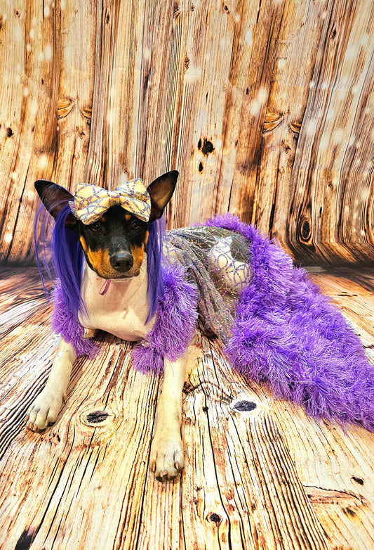 Kylie Jenner Met Gala pet costume, Kylie Jenner dog costume, Halloween Pet Costume, wig pet costume, purple wig dog costume, cat costumes