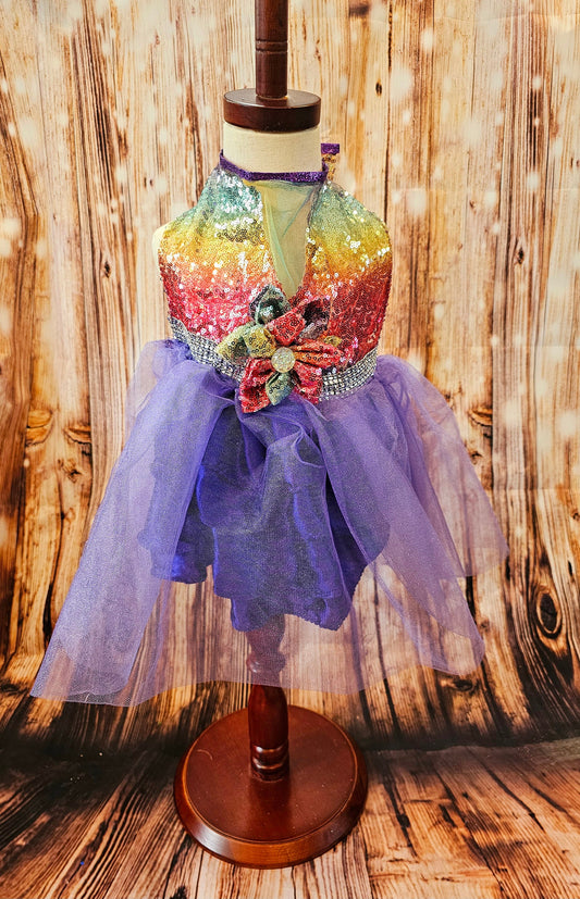 Rainbow sequin 80's Pet Prom Dress, 80's Dog prom dress, 80's cat prom dress, 80'Pet Costume, 80's pet dresses