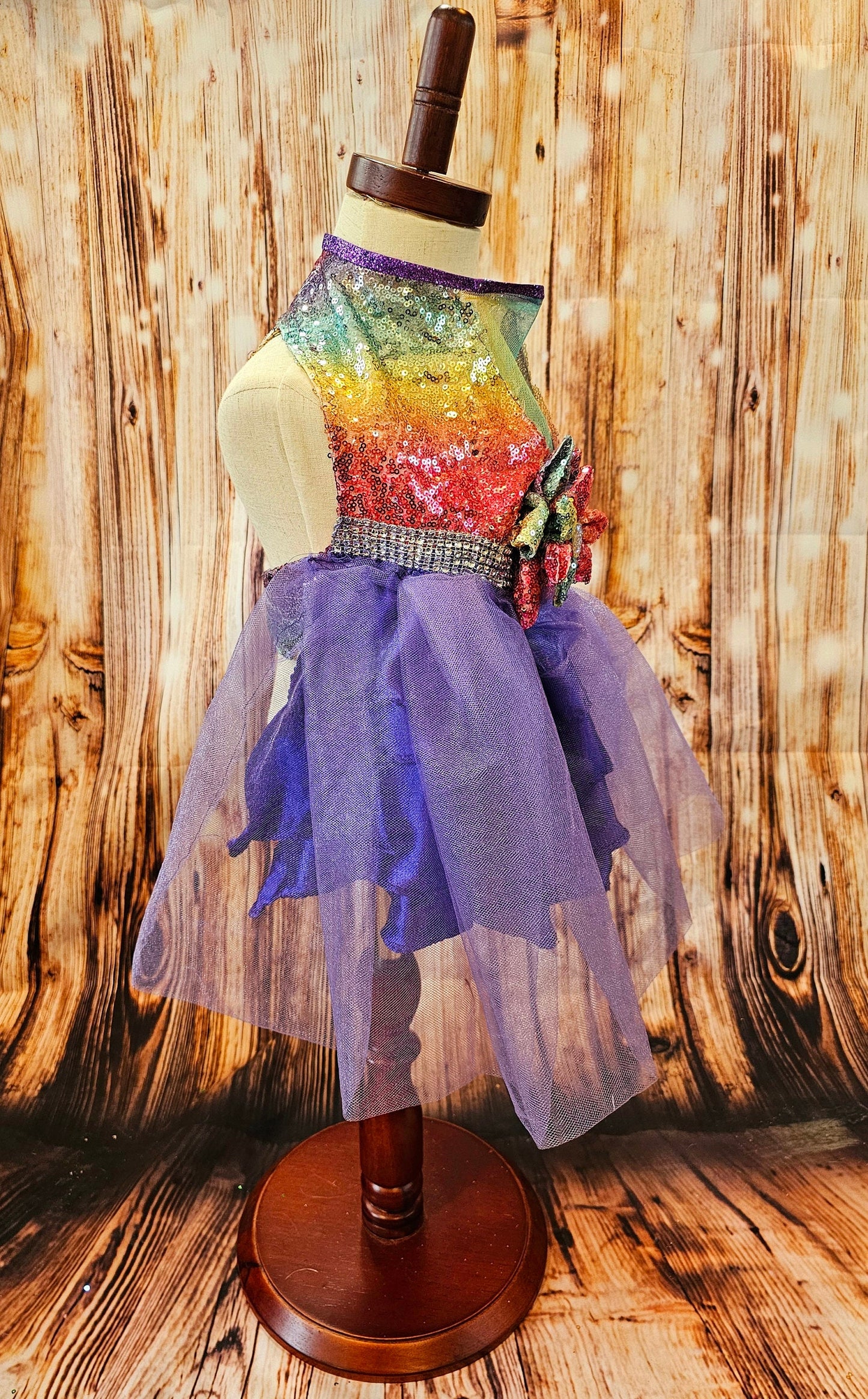 Rainbow sequin 80's Pet Prom Dress, 80's Dog prom dress, 80's cat prom dress, 80'Pet Costume, 80's pet dresses