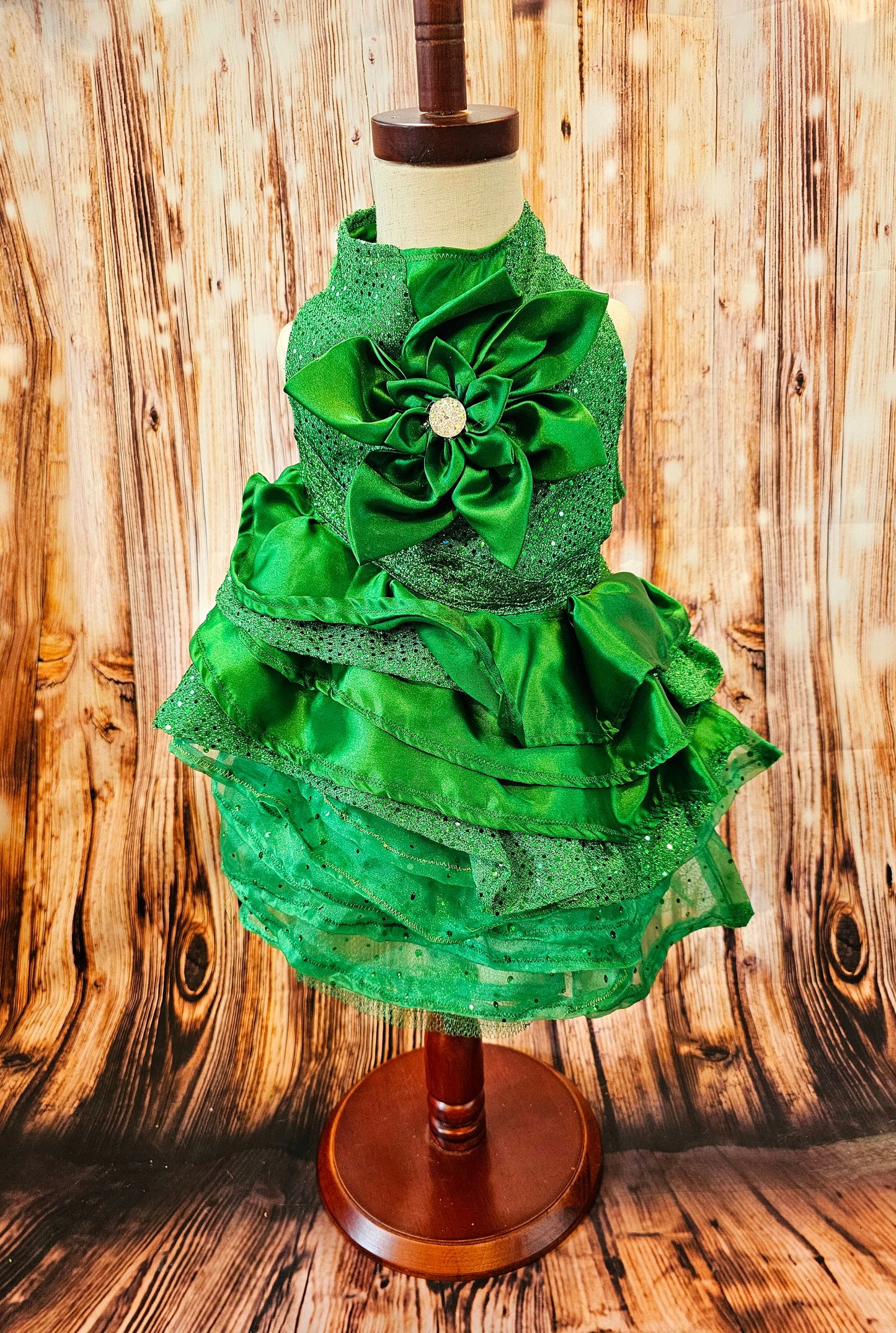 Green Christmas pet dress, green 80s prom pet dress, green dog dress, Christmas dog dress, Christmas cat dress, special occasion pet dress