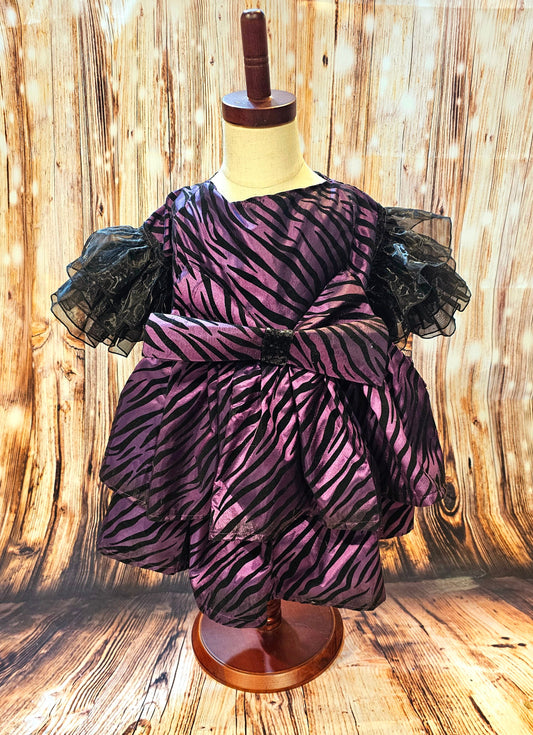 Zebra purple pet dress, 80's Pet Prom Dress, 80's Dog prom dress, 80's cat prom dress, 80'Pet Costume, 80's pet dresses, zebra pet prom