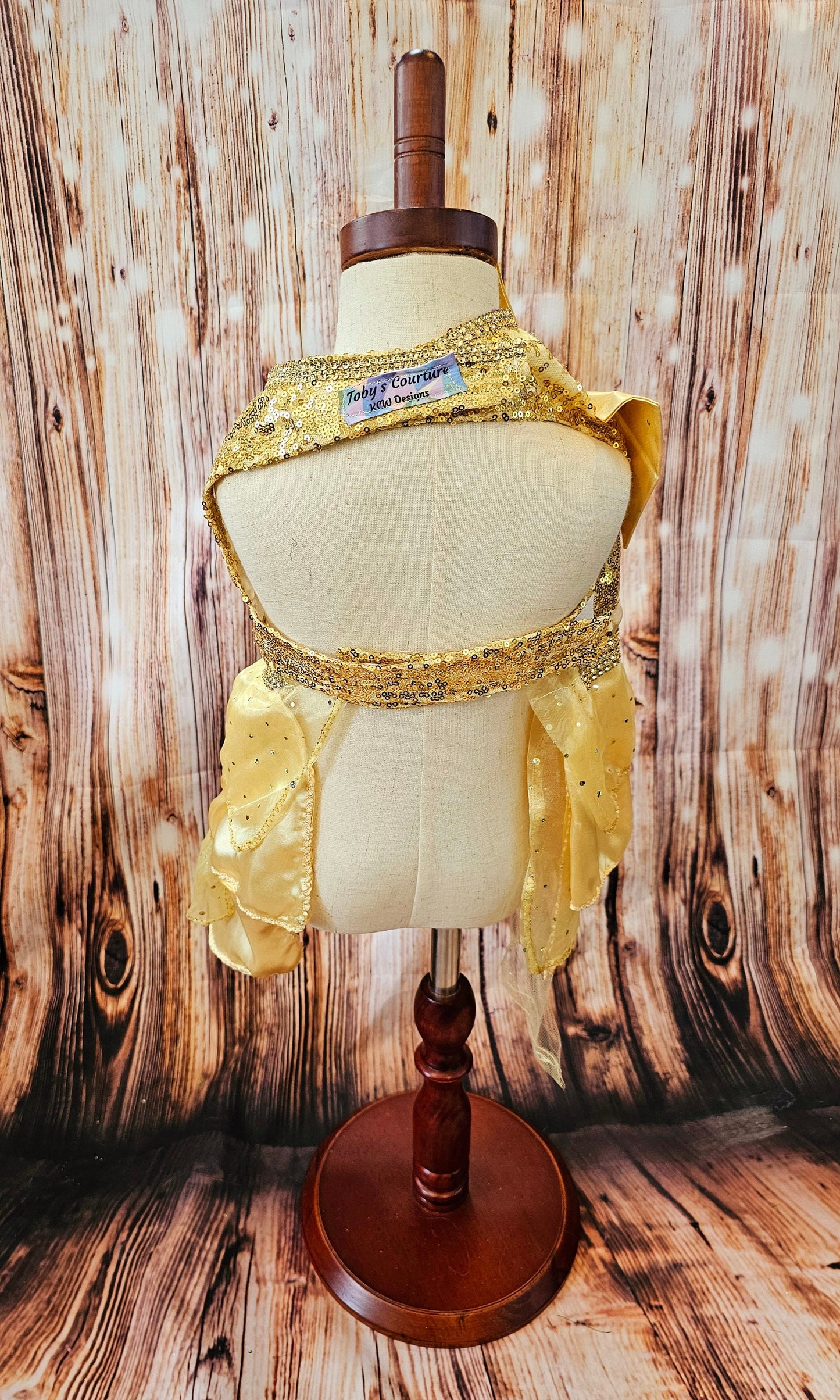 Gold 80's Pet Prom Dress, 80's Dog prom dress, 80's cat prom dress, 80'Pet Costume, 80's pet dresses, sequin pet prom dress, yellow pet prom