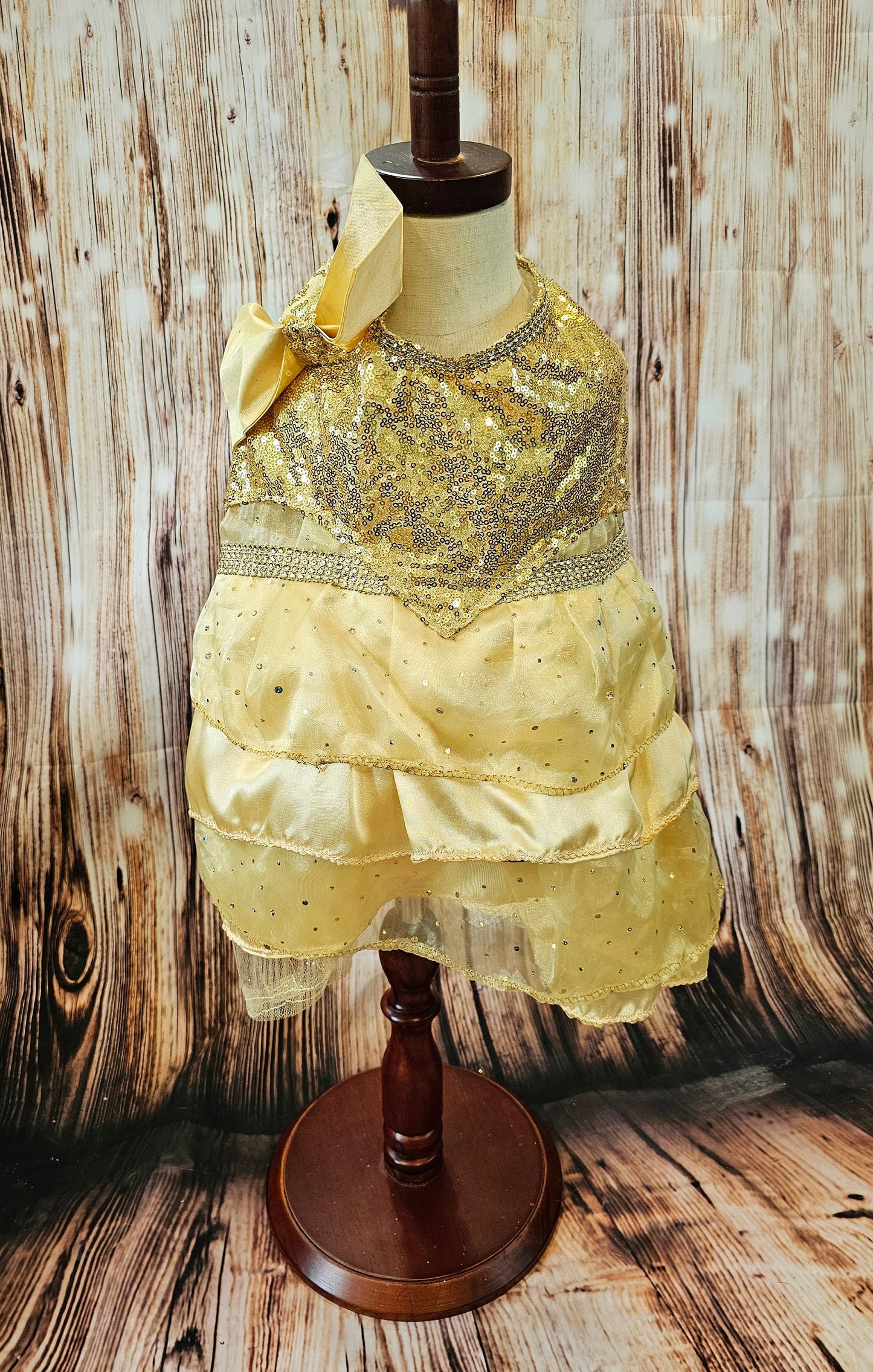 Gold 80's Pet Prom Dress, 80's Dog prom dress, 80's cat prom dress, 80'Pet Costume, 80's pet dresses, sequin pet prom dress, yellow pet prom