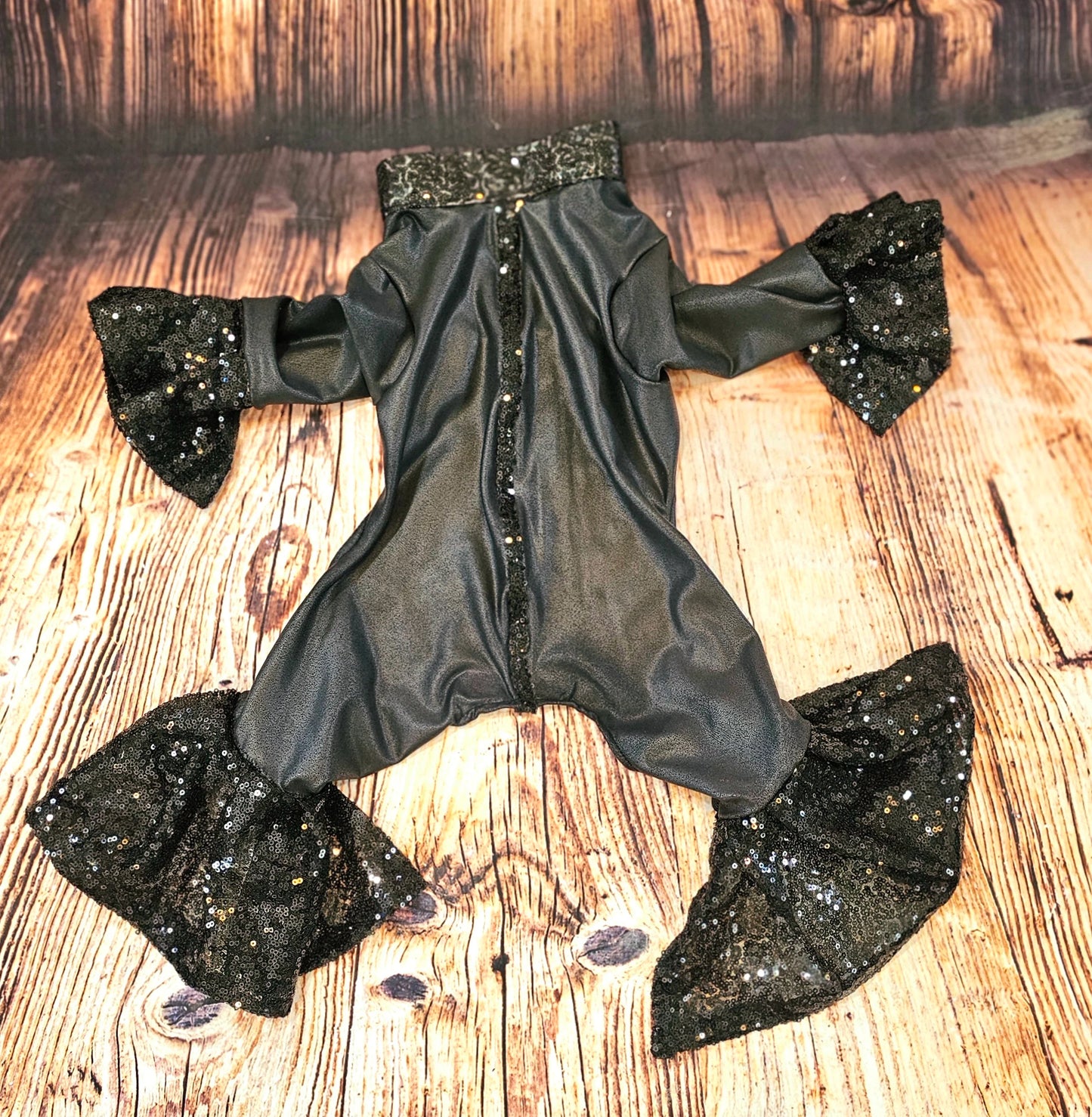 Pet body suit with sequins, dog body suit, pet bell bottom suit, sequin pet bell bottom suit, sequin dog bell bottom clothes, 70s pet