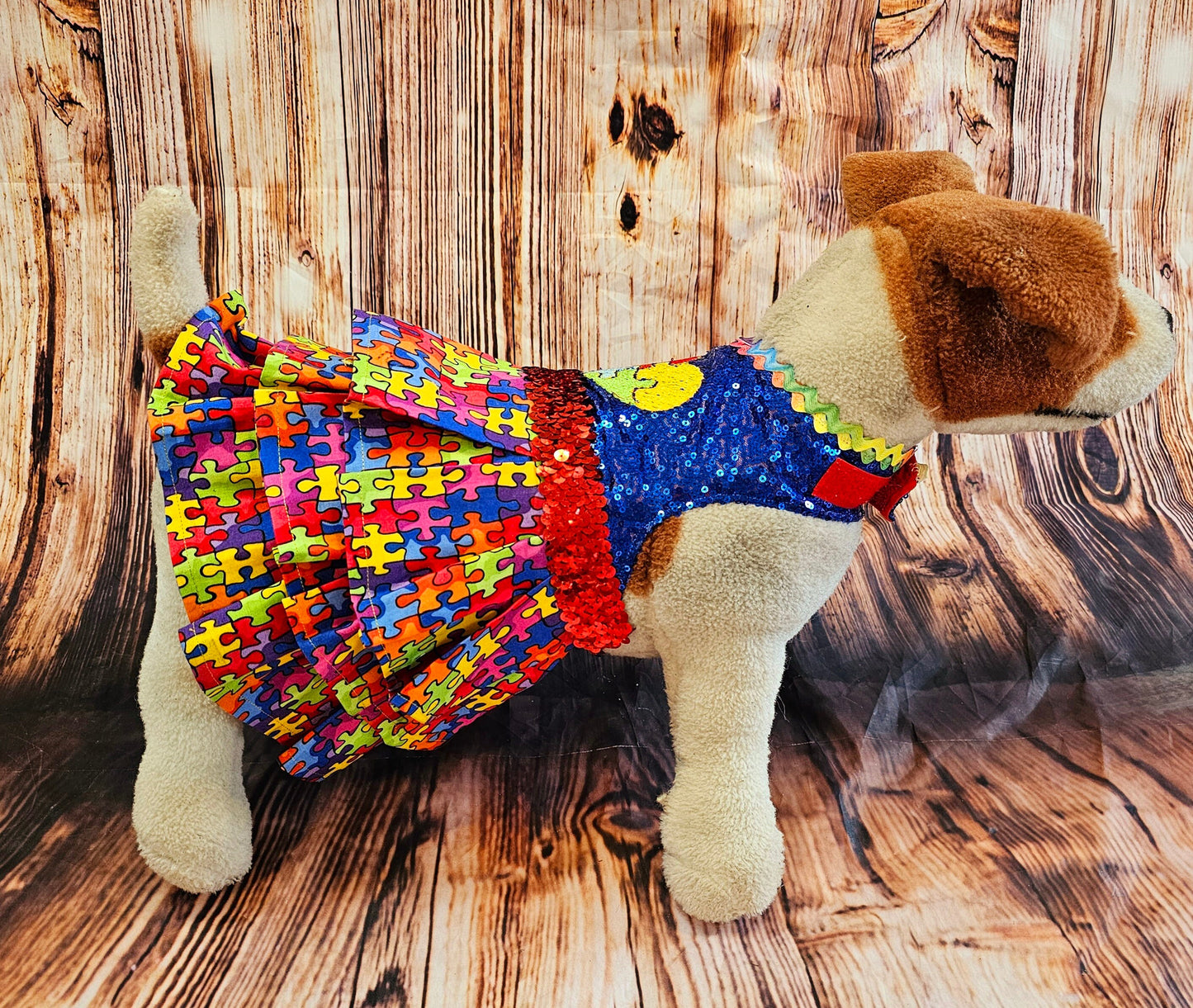 Pet Autism awareness pet dress, autism awareness dog dress, Embroidered pet dress, autism sequin pet dress, autism pet dress, autism dog dress