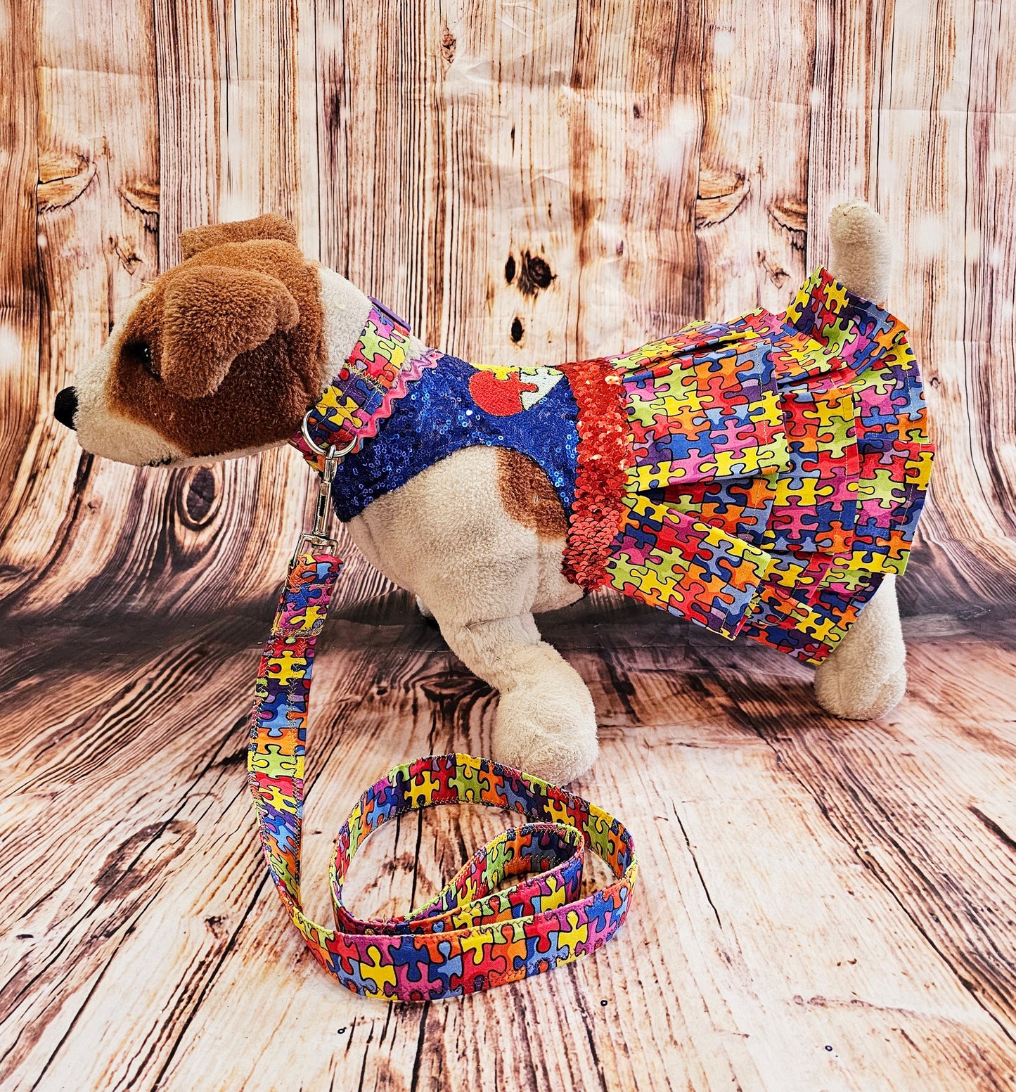 Pet Autism awareness pet dress, leash collar combo, Autism dog leash, Collar, dress combo, autism pet set, autism dog set, autism cat set