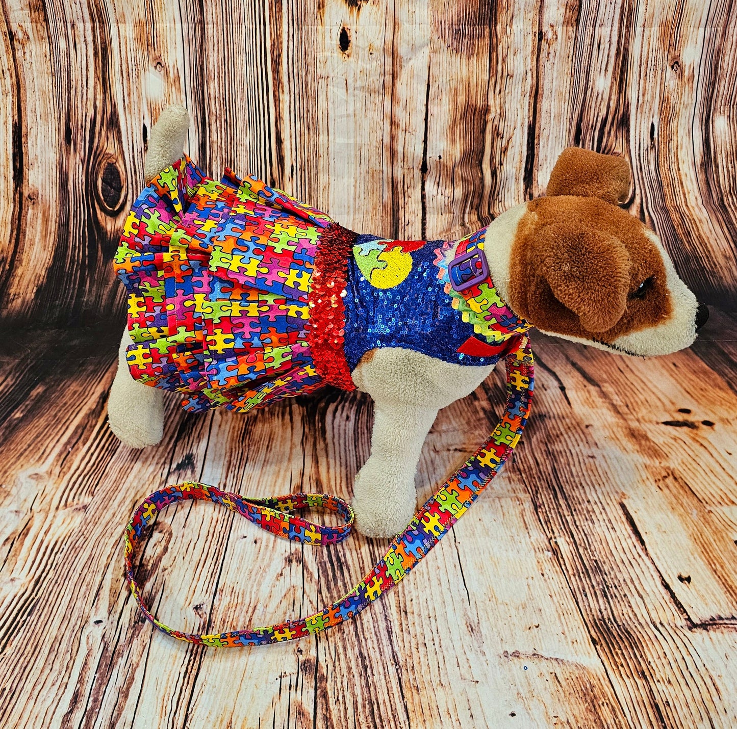 Pet Autism awareness pet dress, leash collar combo, Autism dog leash, Collar, dress combo, autism pet set, autism dog set, autism cat set