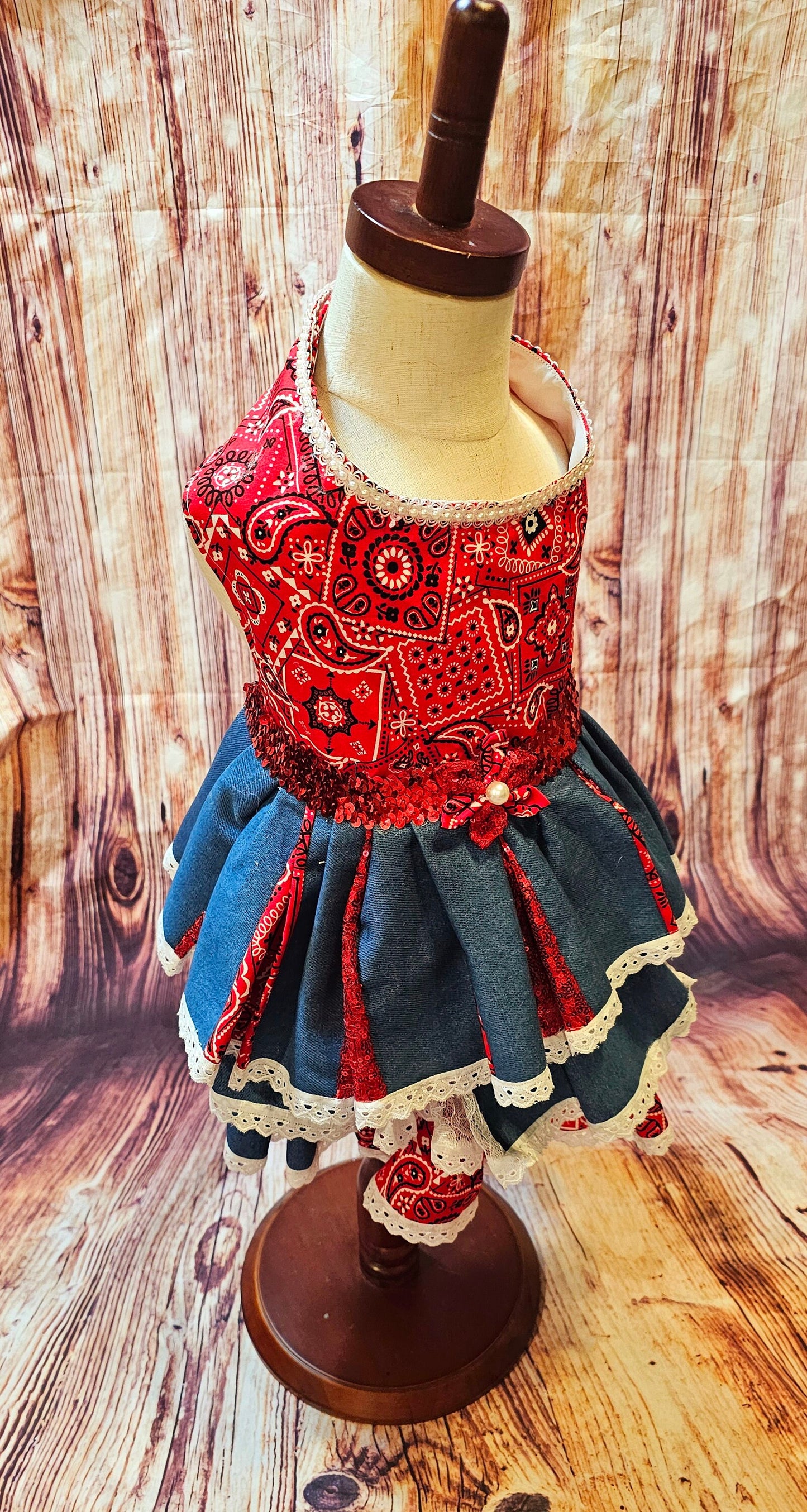 - Western cowgirl pet dress, Country western pet dress