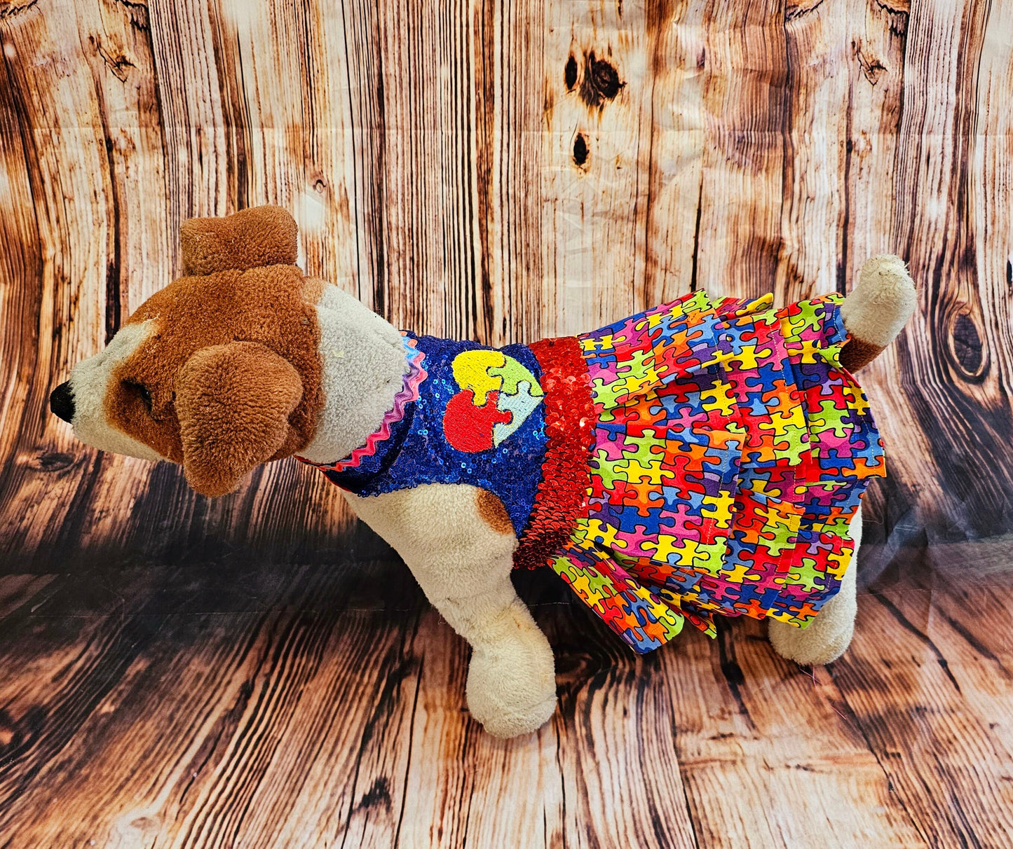 Pet Autism awareness pet dress, autism awareness dog dress, Embroidered pet dress, autism sequin pet dress, autism pet dress, autism dog dress