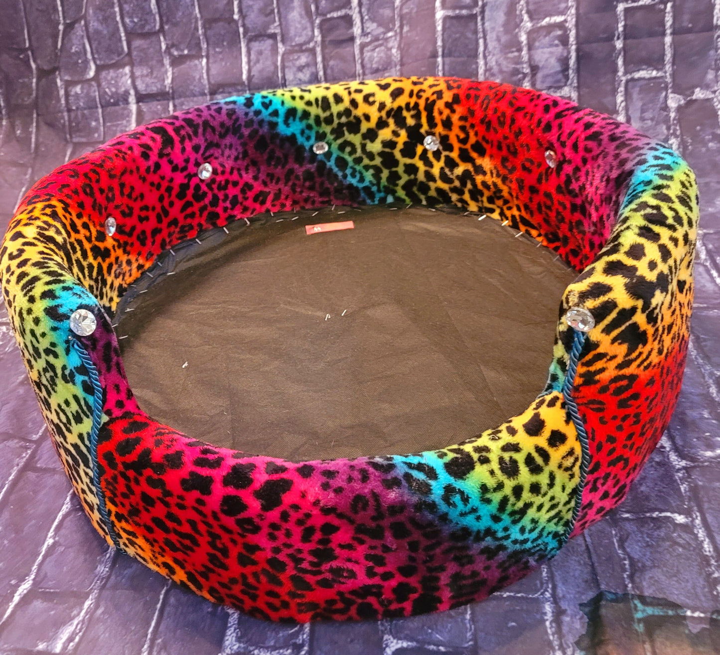 Rainbow Leopard Round Pet, rainbow luxury pet bed, leopard Round pet bed, cat Round bed, dog Round bed, pet Round bed