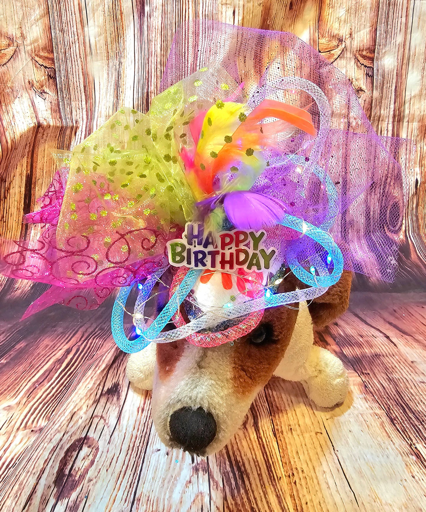 Light up pet birthday hat, Birthday pet fendora, Birthday fendora for pets, led light pet hat, light up dog birthday, light up cat birthday