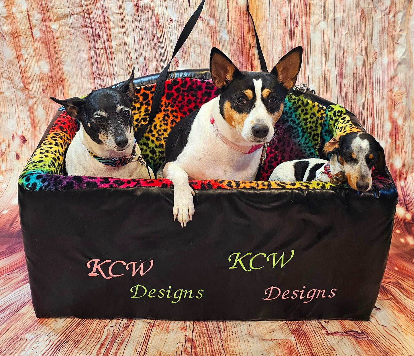 Large Pet Booster seat, leather pet car seat, large pet car seat, multiple pet car seat, rainbow pet booster seat, rainbow dog car seat