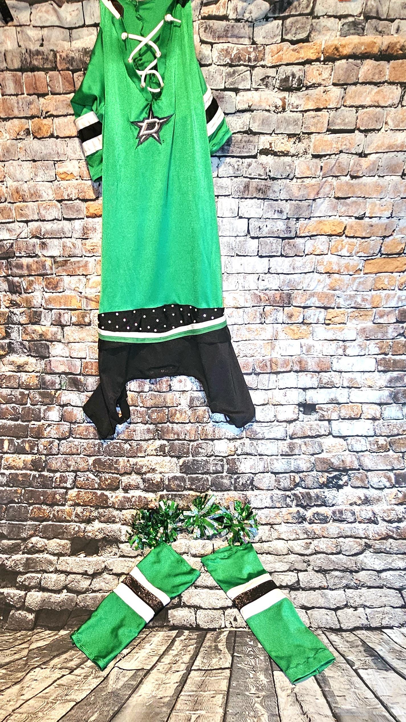 Dallas Stars pet costume, Dallas Star dog costume, Green pet Dancer costume, Green cheerleading pet costume, Dallas Stars cat costume