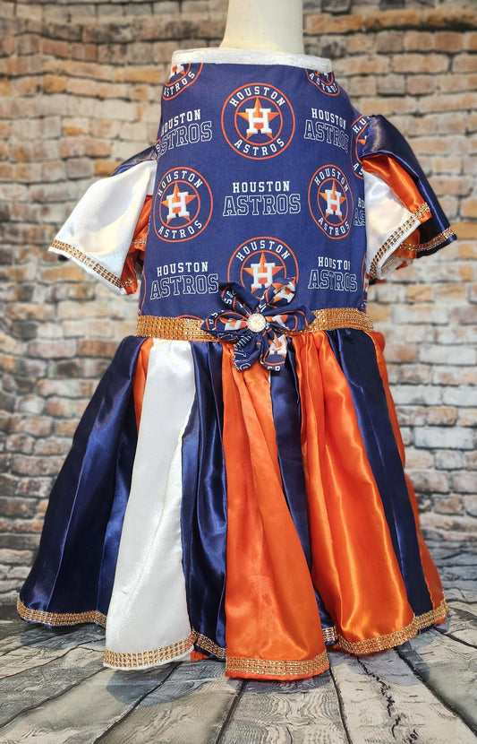 Houston Astros cheerleading pet dress, Astros Cheerleader dog dresses, Astros cat dress, Houston Astros Pet dresses, baseball pet dresses,