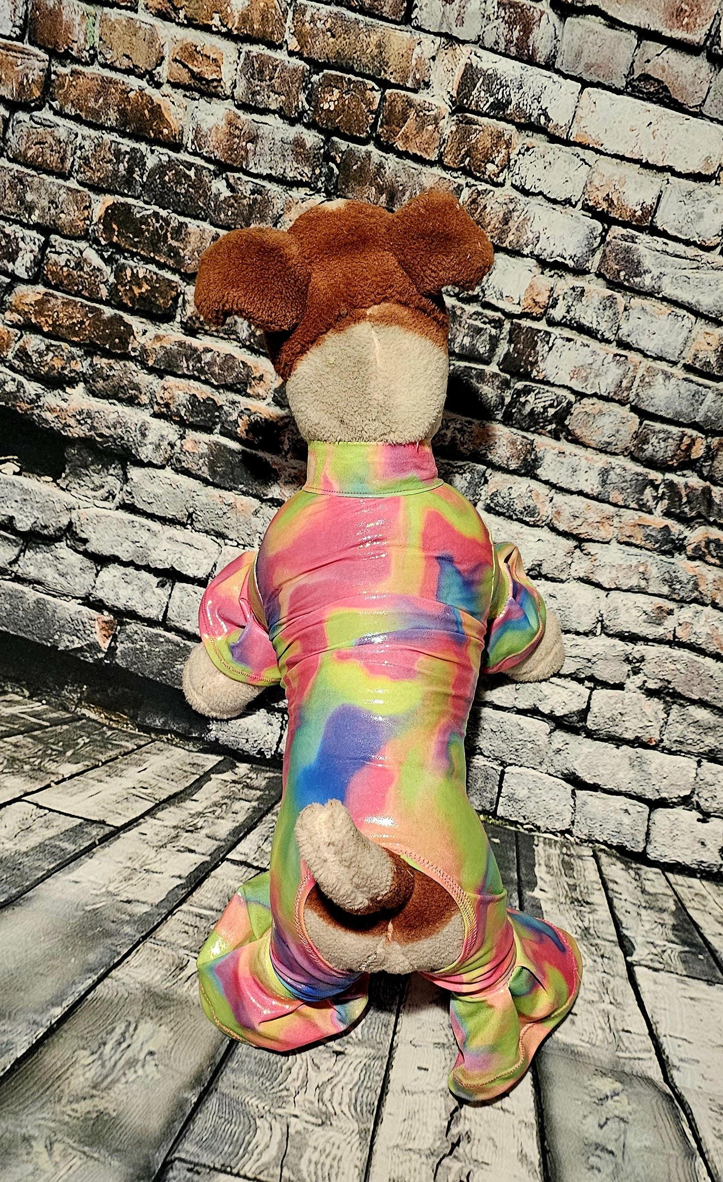 - Stretch pet body suit, metallic pet body suit, Stretch dog body suit, Stretch cat body suit, metallic dog body suit, bell bottom pet suit