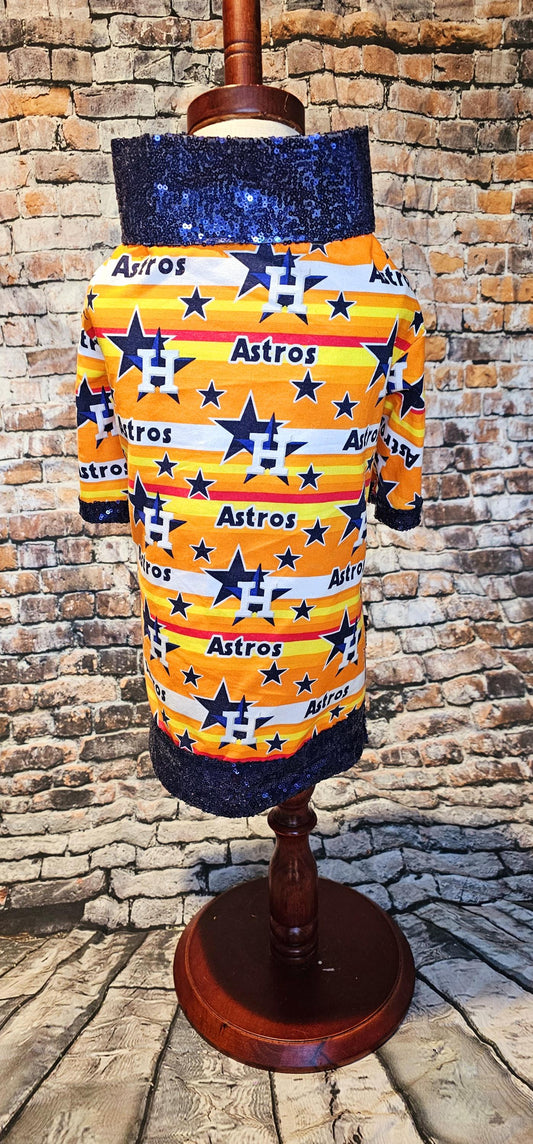 Houston Astros sequin Pet Shirt, Astros Pet shirt, Houston Astros dog shirt, vintage Astros Pet shirt, Astros sequin pet shirt, Astros collar pet