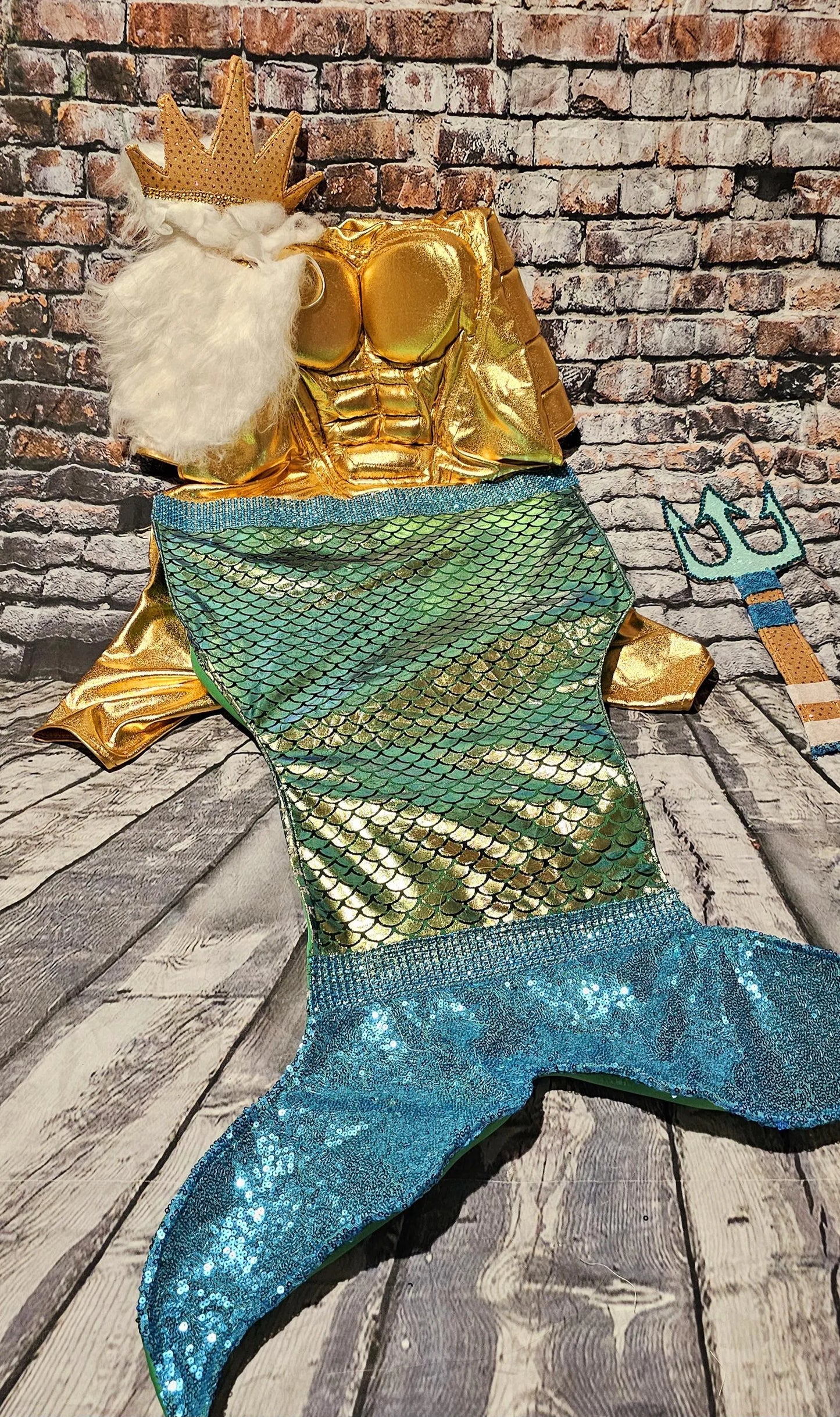 - King Triton Pet Costume,  King Triton dog costume, Sea King pet costume, male mermaid pet costume, Sea King dog costume, male mermaid dog