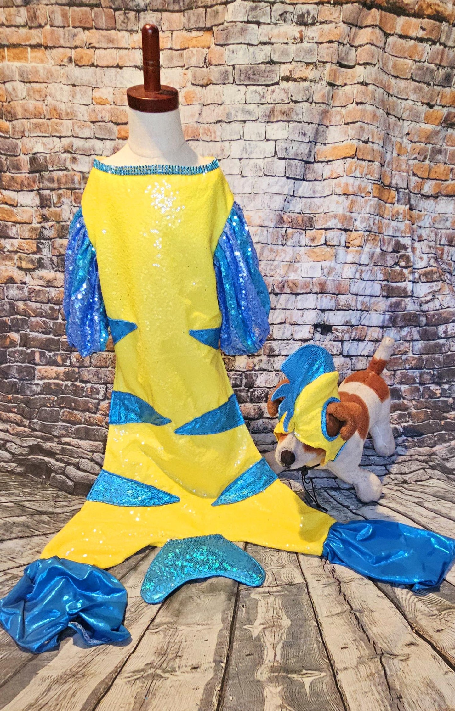 - Flounder pet costume, Flounder sequin pet costume