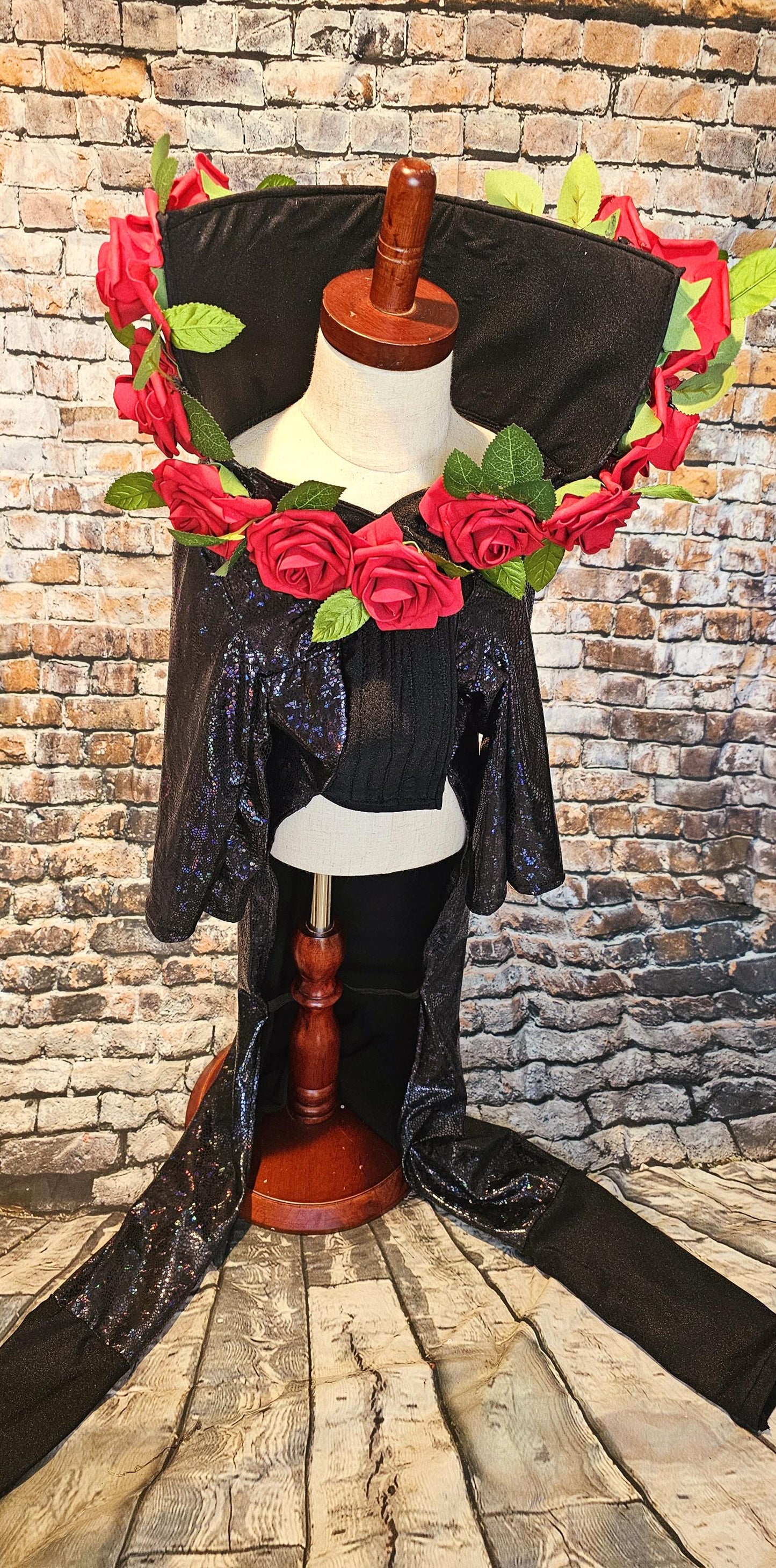 Pet body suit with flowers, fifth element pet costume, ruby rudd pet costume, rose pet body suit, black pet body suit, dog body suit