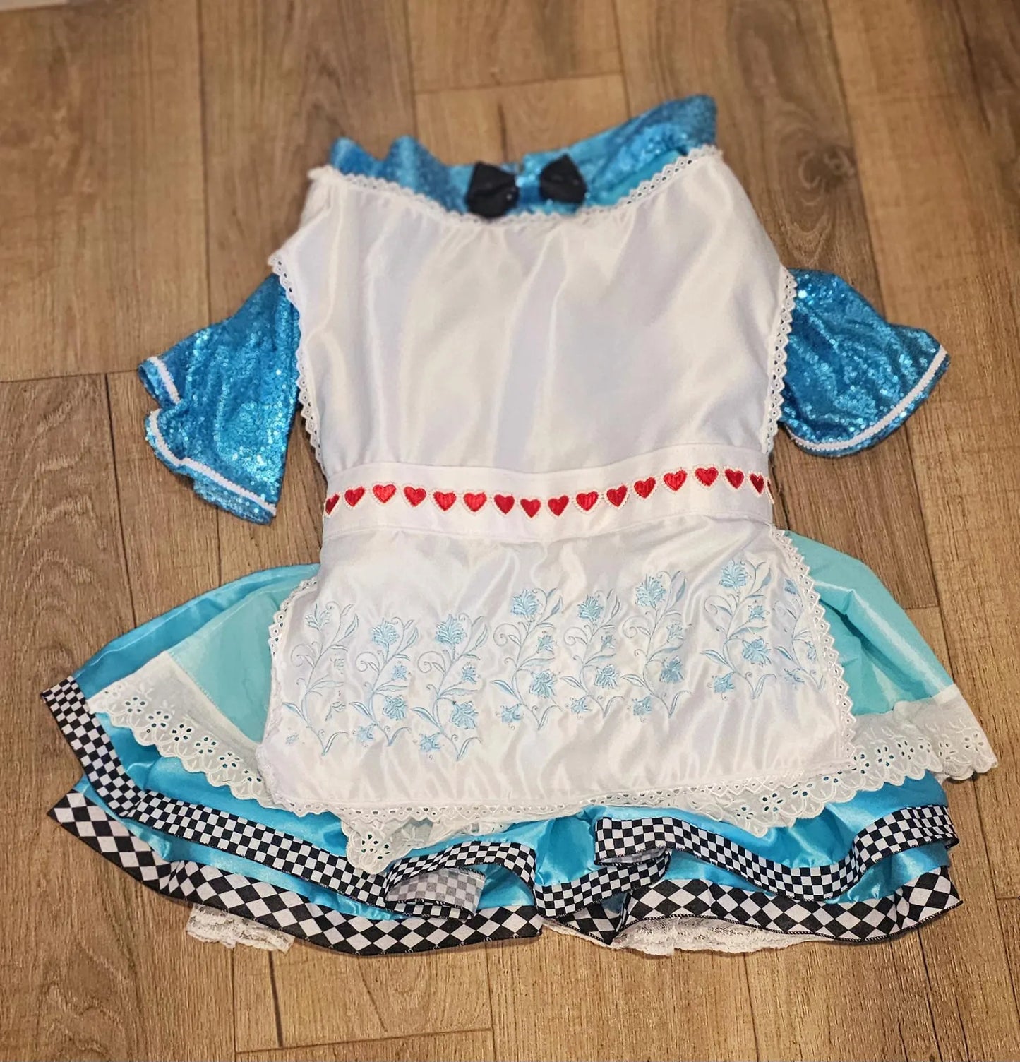 -  Wonderland pet costume, Alice in Wonderland pet costume, Alice in Wonderland sequin dog costume, Alice pet costume, Alice cat costume, Alice dog costume, Pet Alice Costume