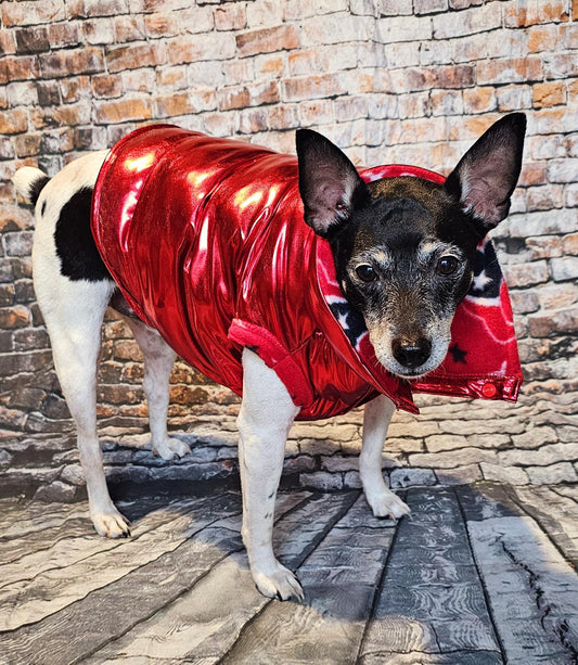 Houston Texans pet puffer jacket, puffer dog jacket, metallic pet jacket, Houston texan dog jacket, pet puffer jacket, Texans Pet clothes