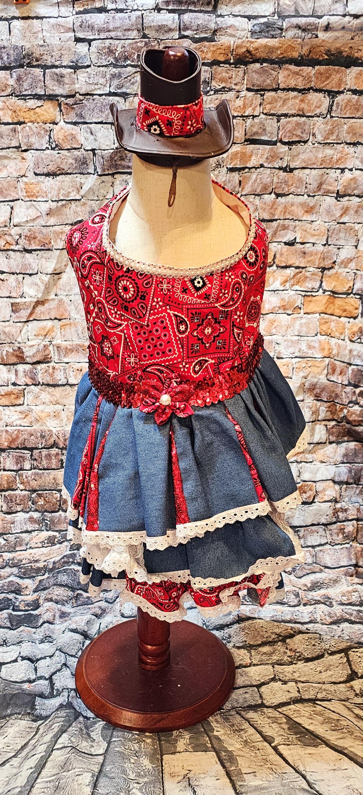 - Western cowgirl pet dress, Country western pet dress