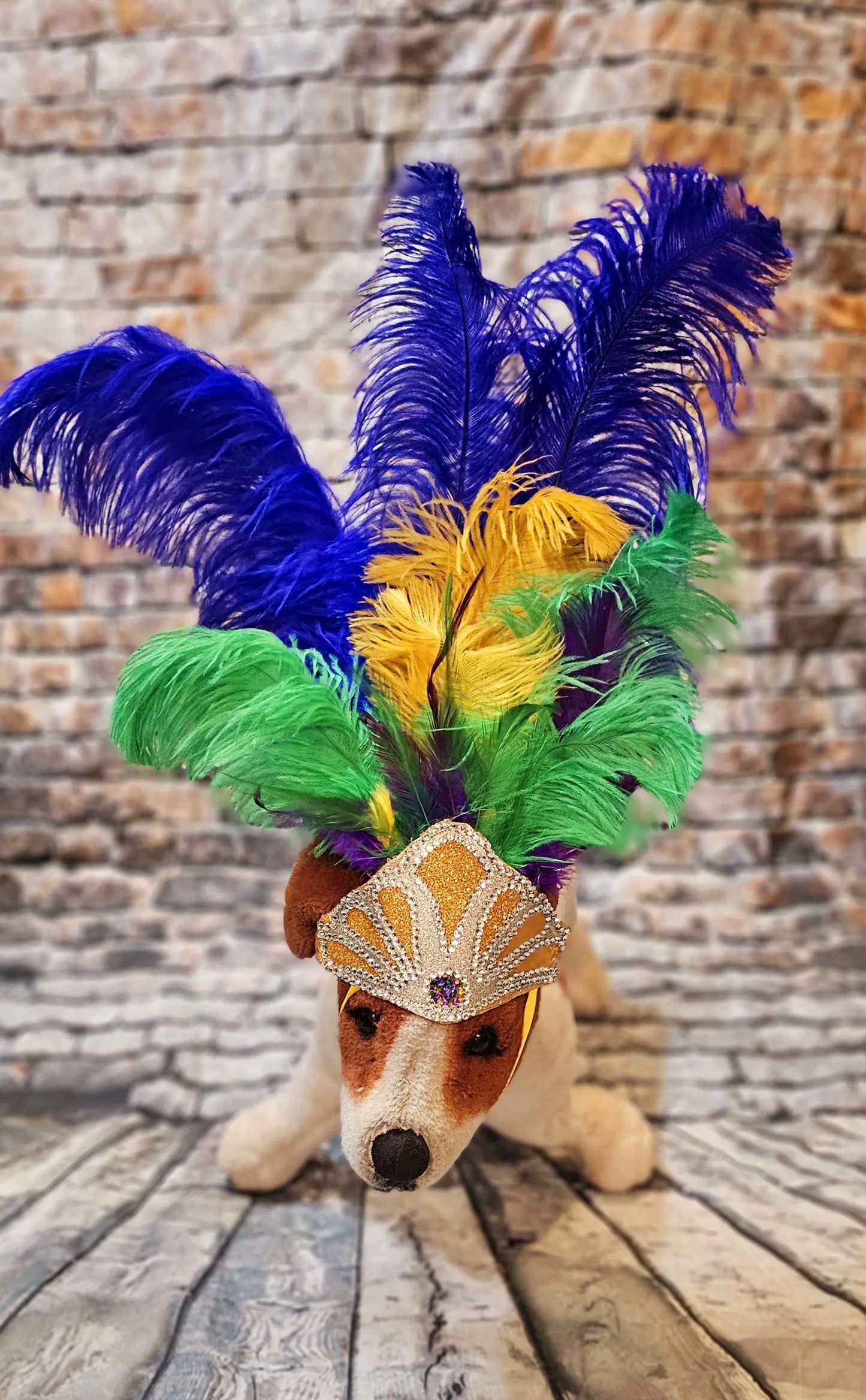 Mardi Gras Pet showgirl headdress, mardi gras pet headdress, carnival pet headdress, mardi gras pet feather headpiece mardi gras dog