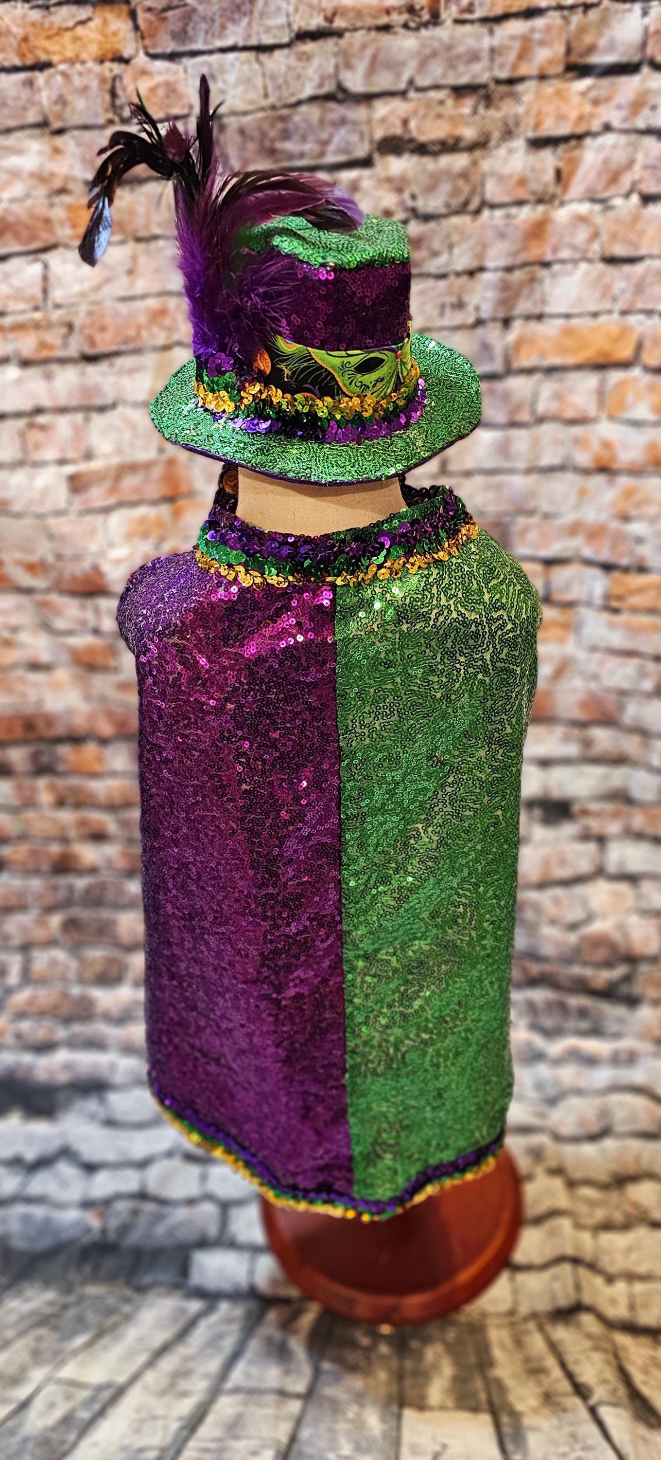 Sequin Mardi Gras pet vest and hat, fat tuesday pet vest, mardi gras pet costume, mardi gras dog vest and hat, mardi gras cat vest, fat tuesday dog