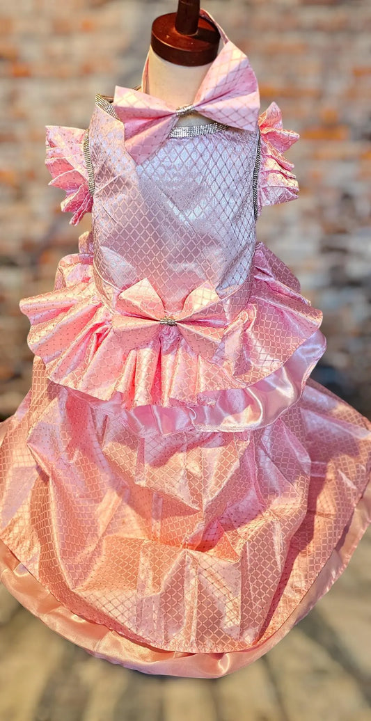 Detachable train pet dress, elegant pet dress, elegant detachable train dog dress, wedding pet dress, pretty in Pink pet dress