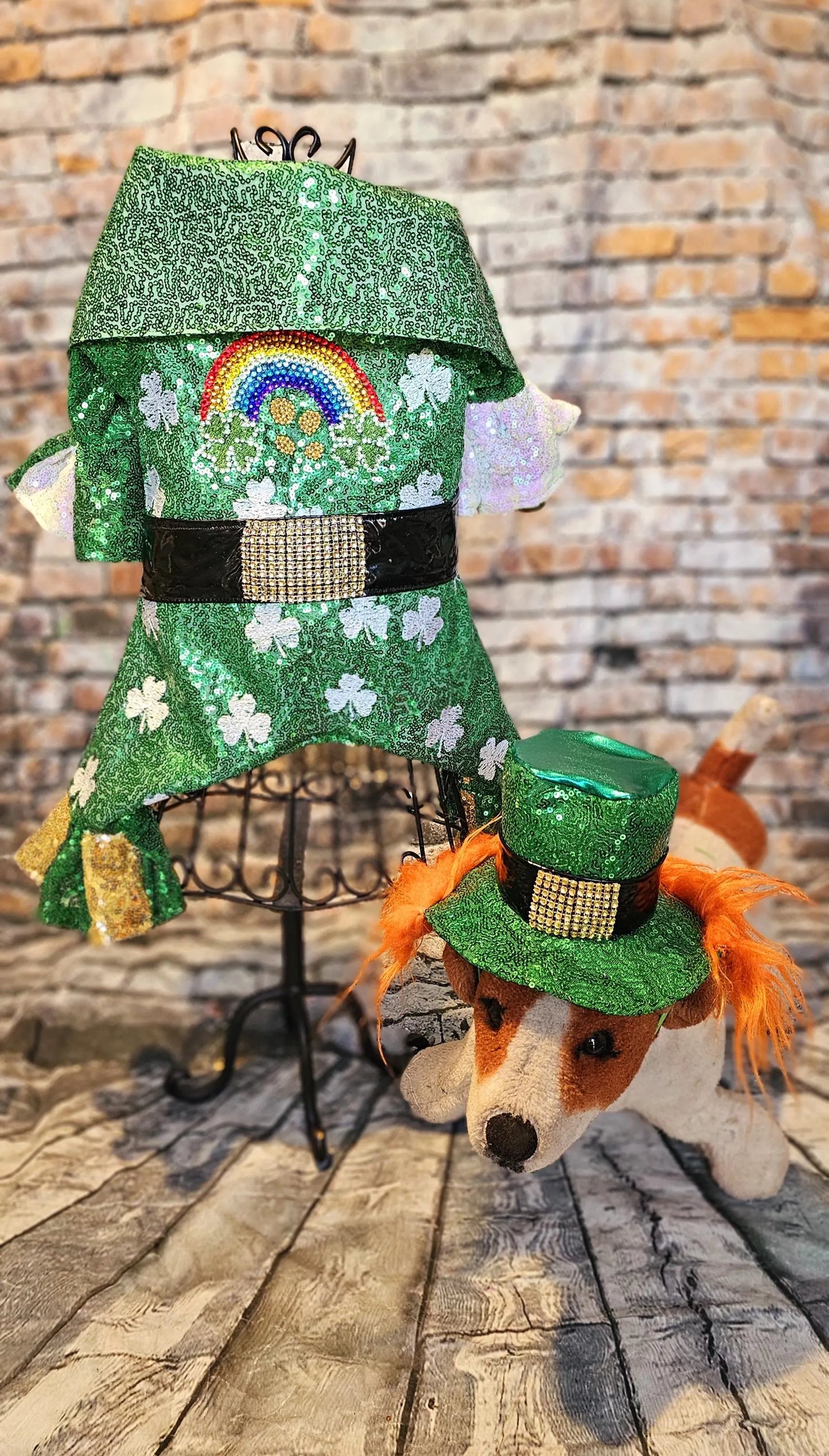 Leprechaun pet costume, Leprechaun dog costume, St. Patty's pet costume, sequin pet costume, Irish pet costume, St Patrick's Day pet costume