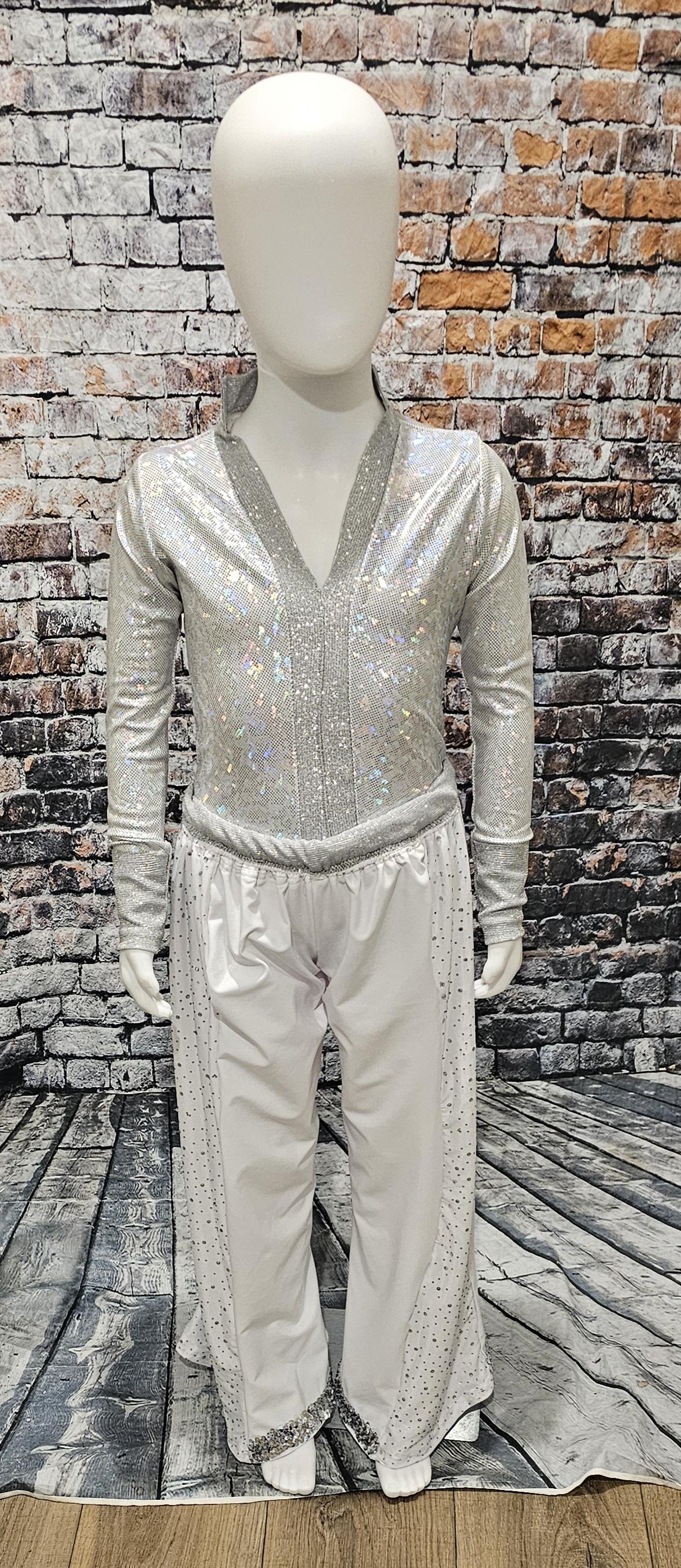 - Kid Elton John replica birds of a feather white kid costume, Elton John dance kid dance costume, Elton John replica circa 1973 kid costume