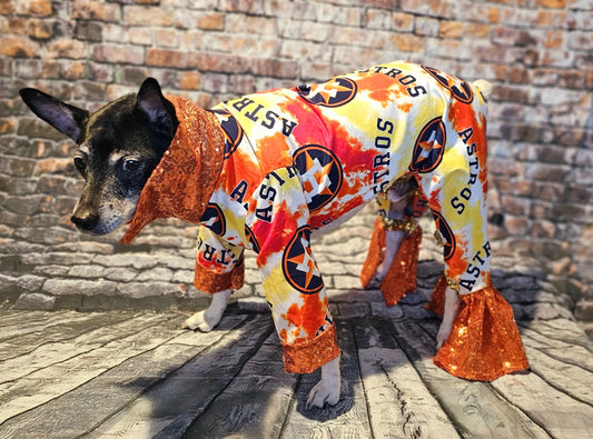 Houston Astros pet suit, Astros sequin dog suit, Astros cat suit