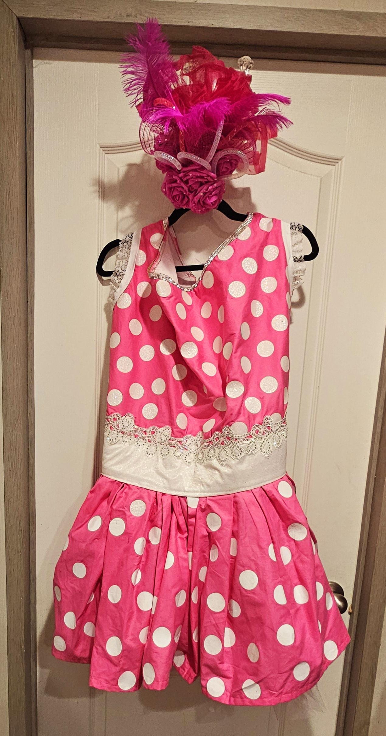 Polka dot pet dress, Kentucky derby pet dress and hat, Kentucky derby dog dress and hat, derby pet polka dot costume, polka dot cat dress