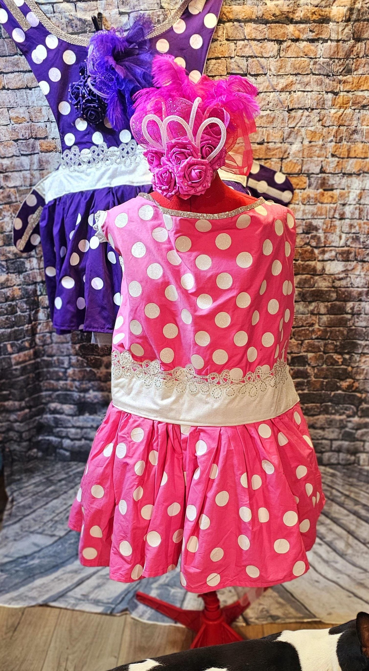 Polka dot pet dress, Kentucky derby pet dress and hat, Kentucky derby dog dress and hat, derby pet polka dot costume, polka dot cat dress