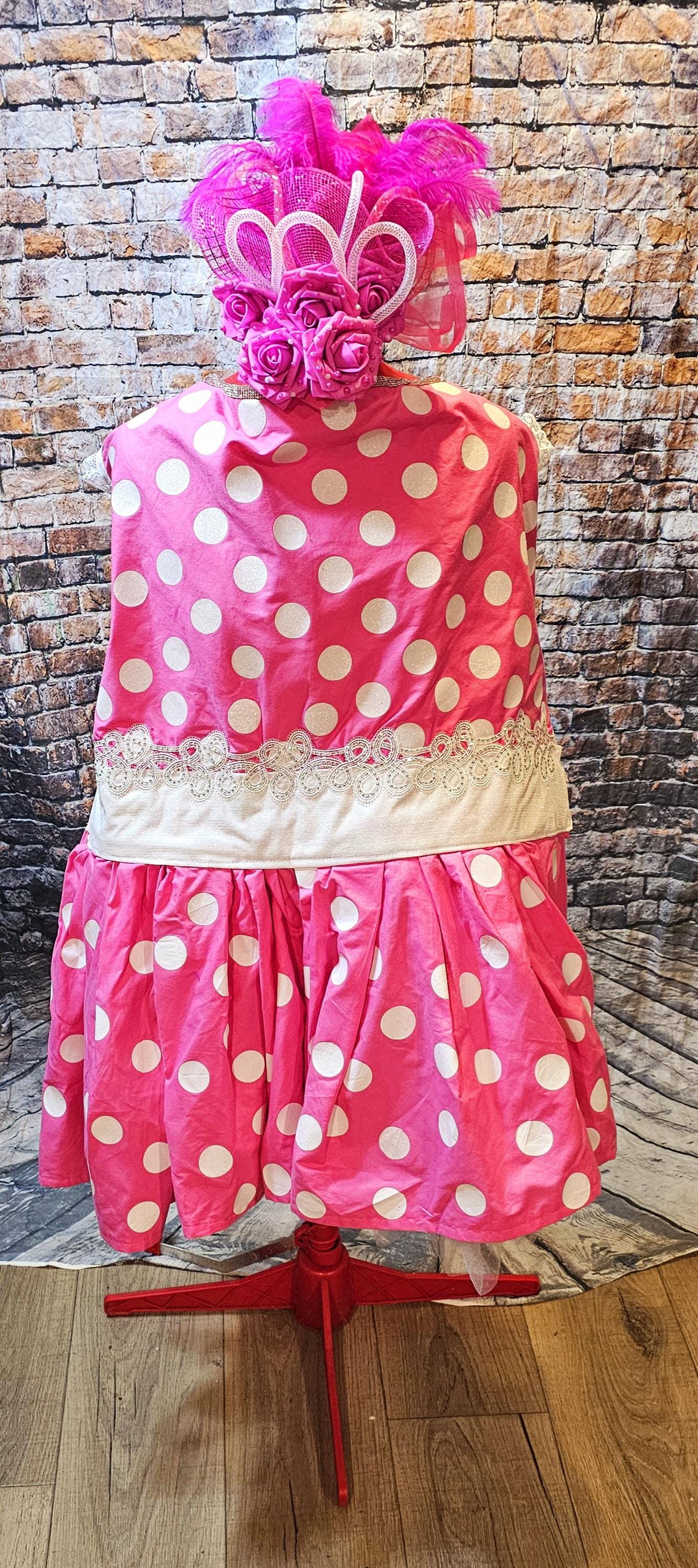 Polka dot pet dress, Kentucky derby pet dress and hat, Kentucky derby dog dress and hat, derby pet polka dot costume, polka dot cat dress
