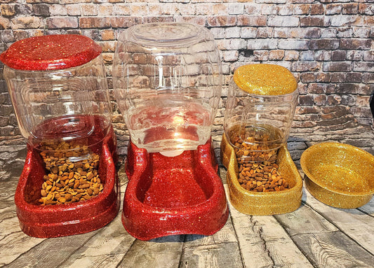 Glitter Gravity food and water bowl combo, Pet gravity food bowls