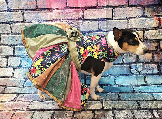 - Hawaiian pet dress, Hawaiian glitter dog dress, Hawaiian cat dress
