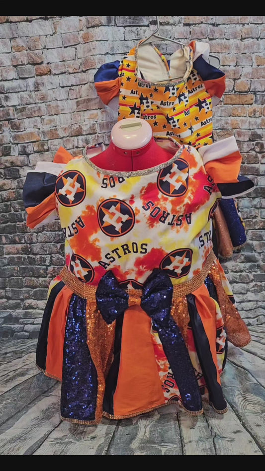 Houston Astros glitter pet dress, Houston Astros sequin pet dress